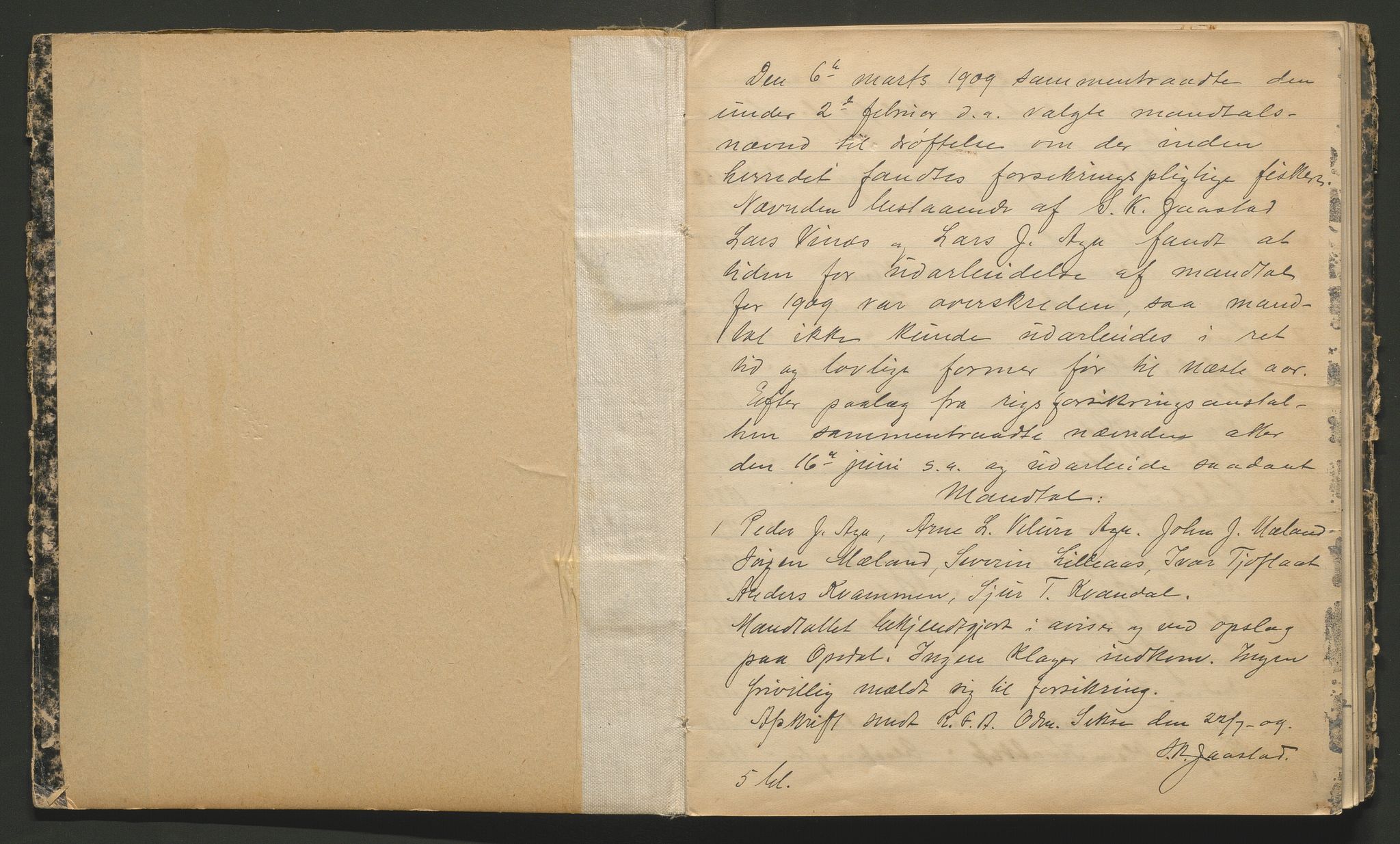 Ullensvang herad. Fiskarmanntalsnemnda , IKAH/1231b-352/A/Aa/L0001: Møtebok for fiskermanntalsnemnda , 1909-1954