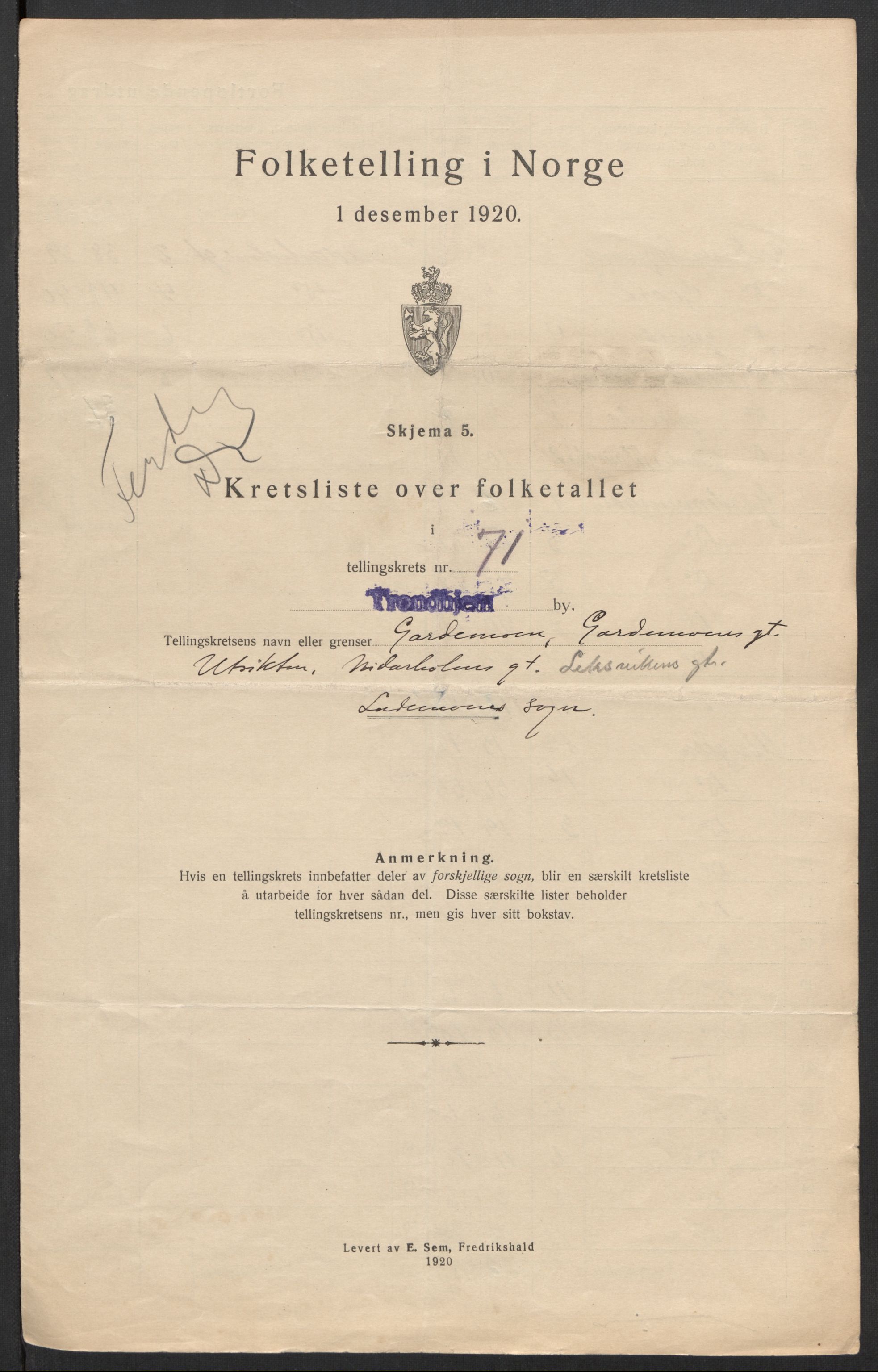SAT, Folketelling 1920 for 1601 Trondheim kjøpstad, 1920, s. 227