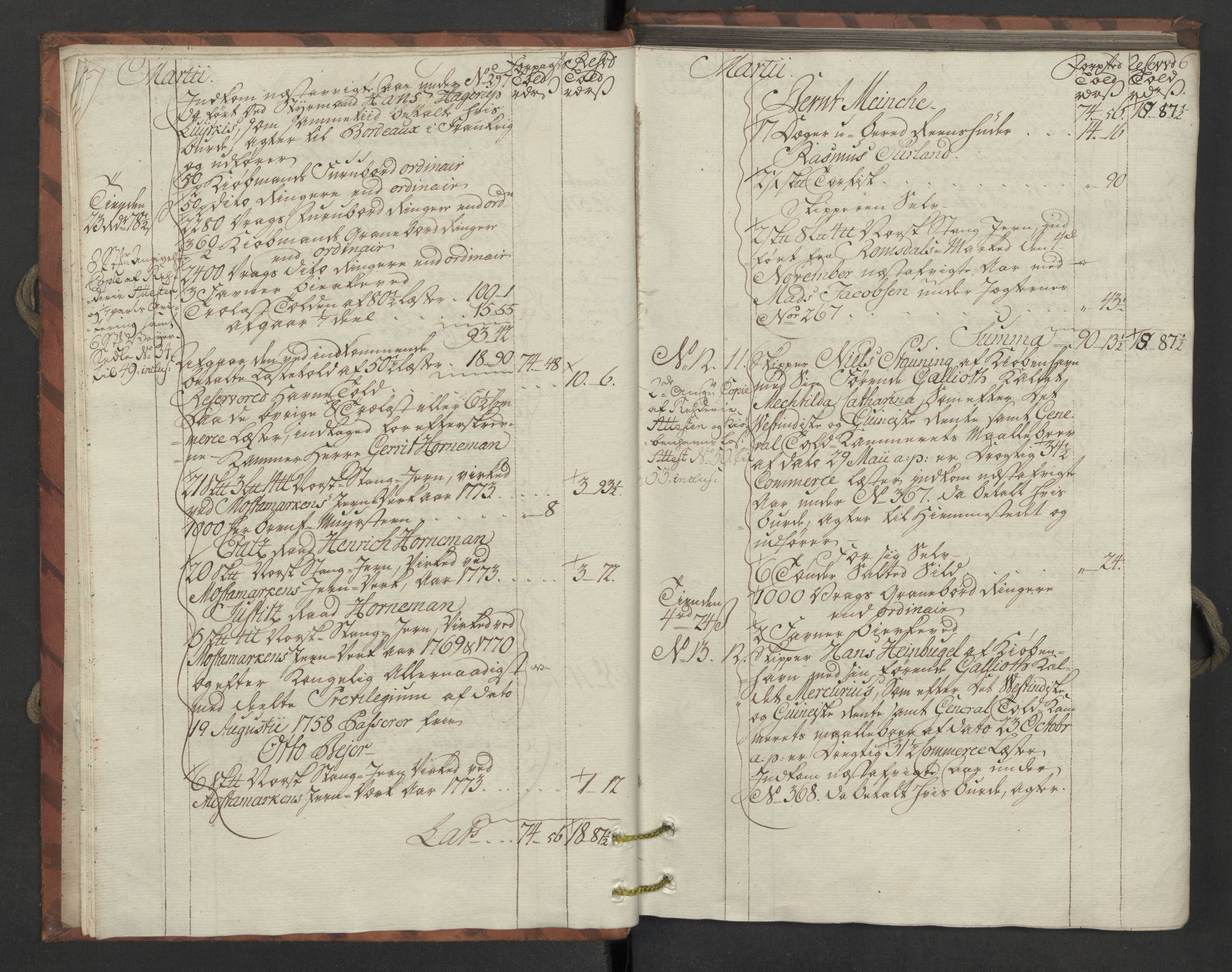 Generaltollkammeret, tollregnskaper, AV/RA-EA-5490/R33/L0123/0001: Tollregnskaper Trondheim A / Utgående hovedtollbok, 1774