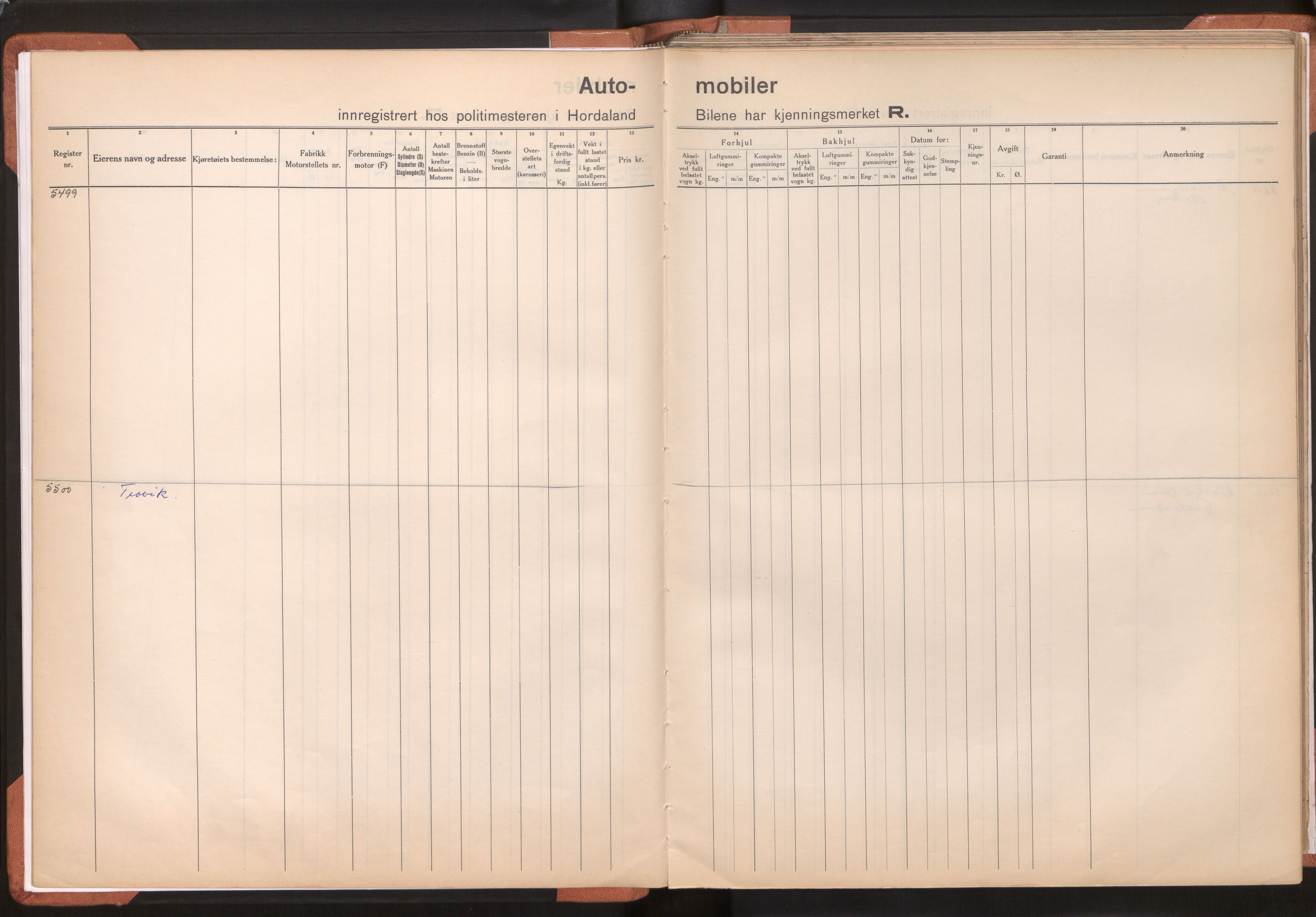 Statens vegvesen, Hordaland vegkontor, AV/SAB-A-5201/2/O/Oa/L0013: Bil - R5491-5999, 1915-1970