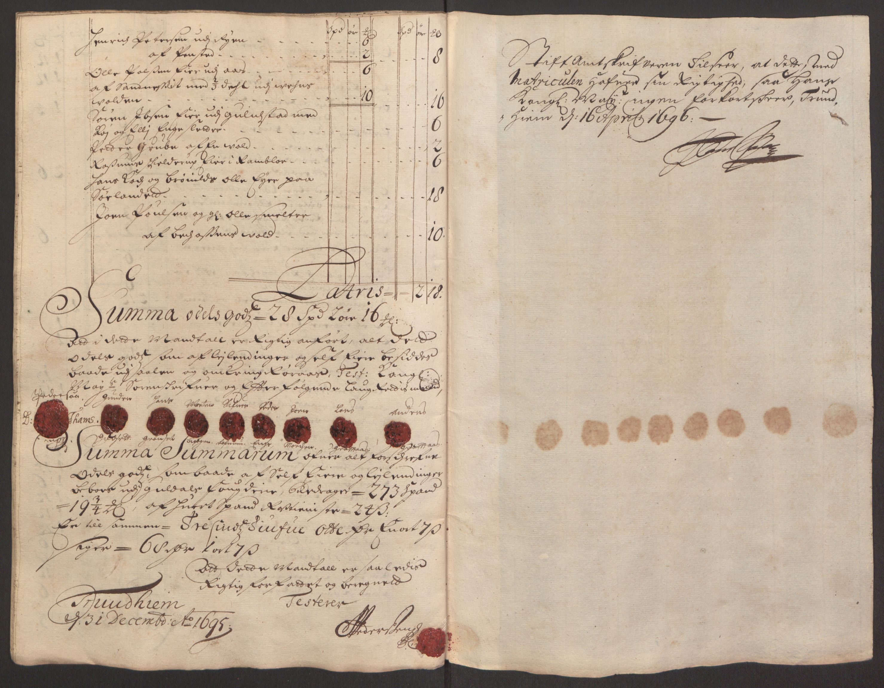 Rentekammeret inntil 1814, Reviderte regnskaper, Fogderegnskap, AV/RA-EA-4092/R60/L3945: Fogderegnskap Orkdal og Gauldal, 1695, s. 341