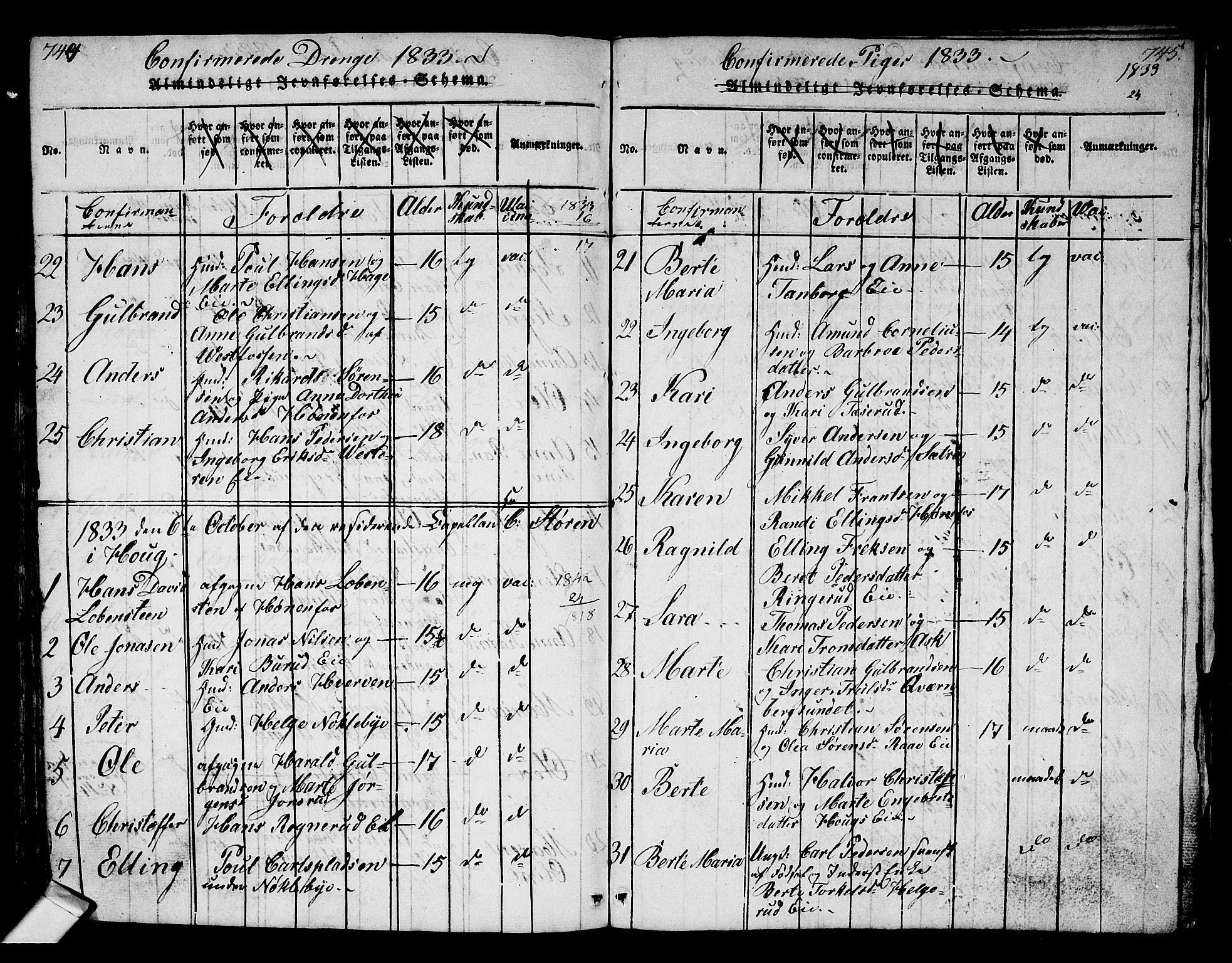 Norderhov kirkebøker, AV/SAKO-A-237/G/Ga/L0002: Klokkerbok nr. I 2, 1814-1867, s. 744-745