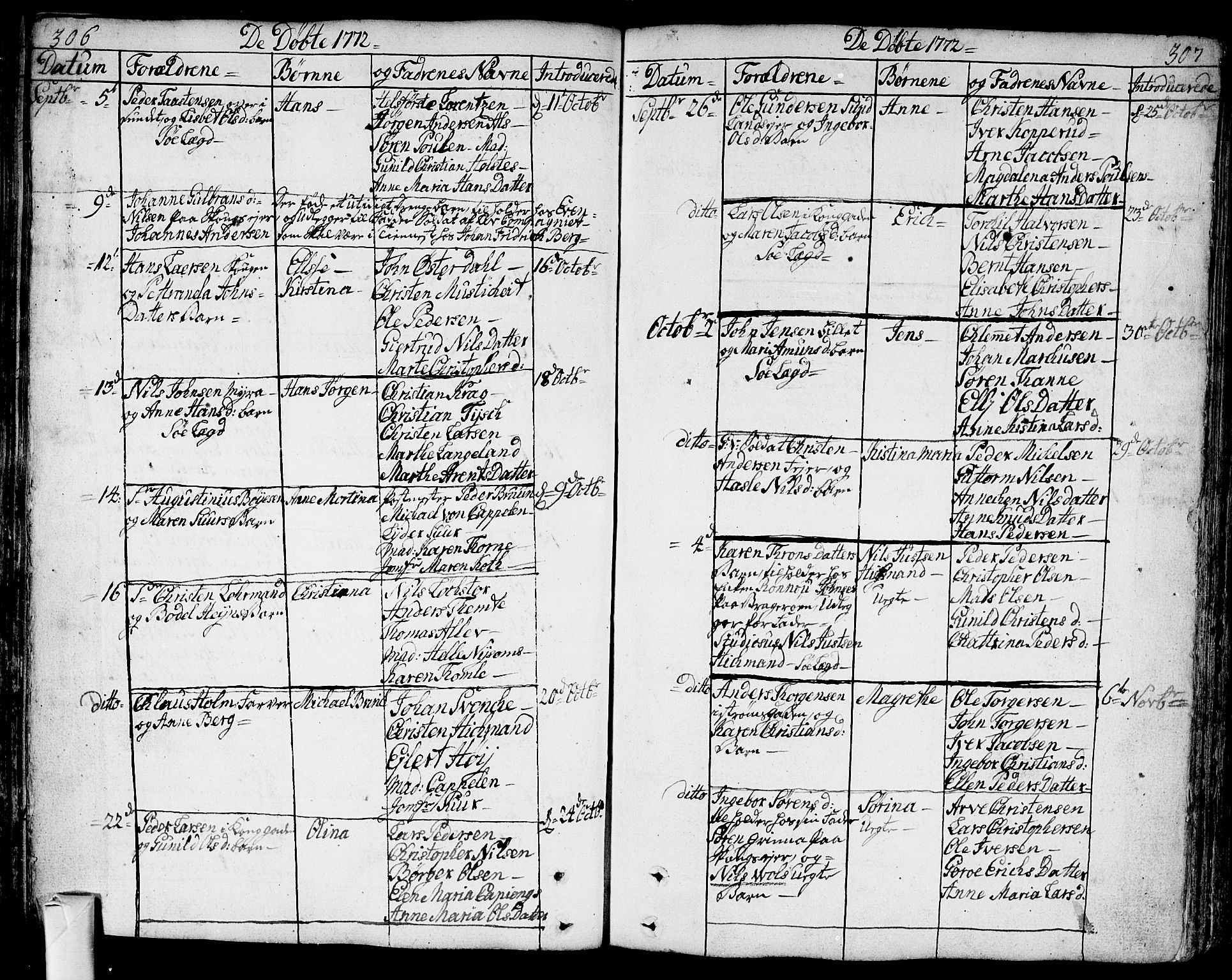 Bragernes kirkebøker, AV/SAKO-A-6/F/Fa/L0005: Ministerialbok nr. I 5, 1759-1781, s. 306-307