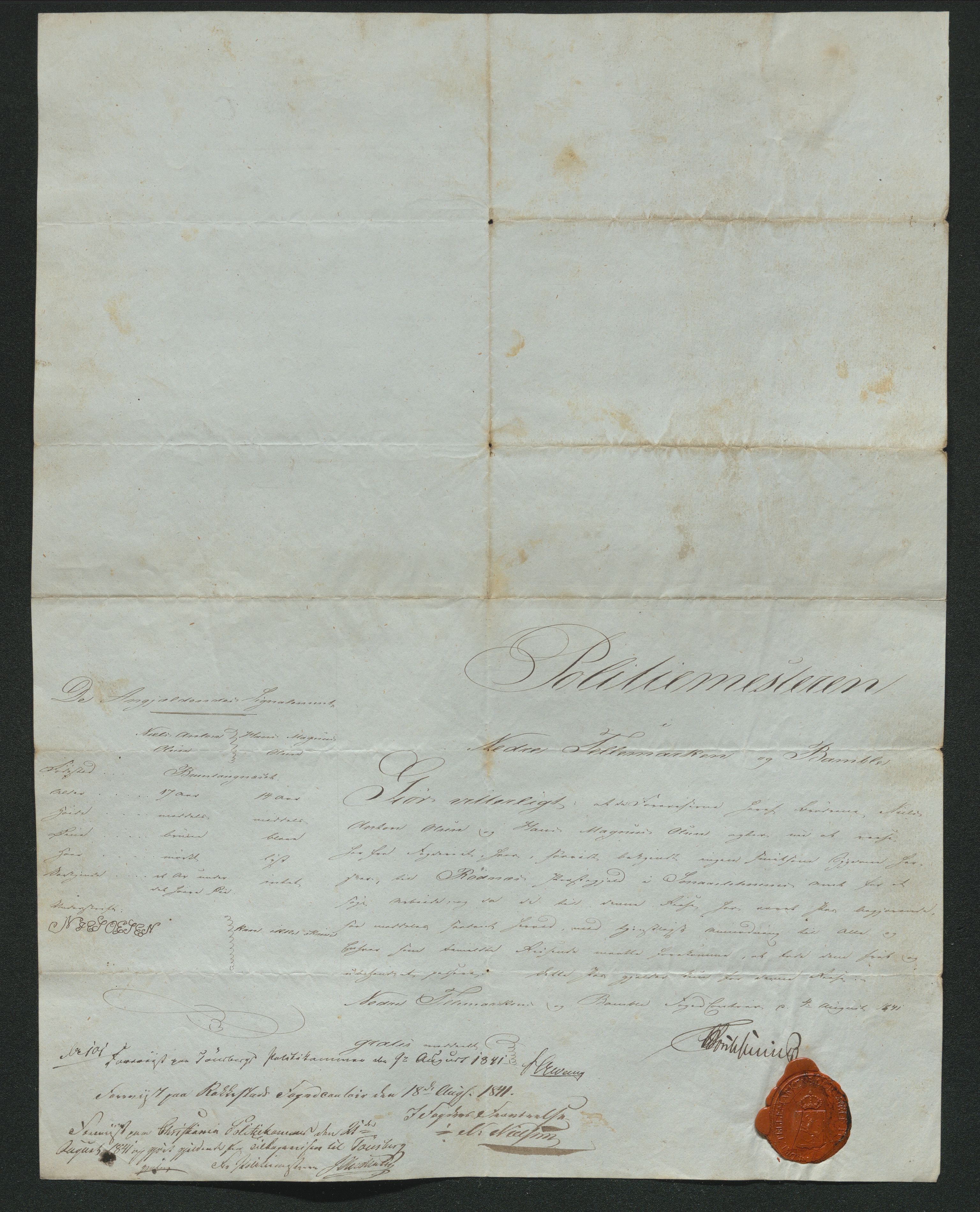 Drammen politikammer, SAKO/A-623/I/Ia/Iab/L0006: Innleverte pass, 1841-1842, s. 219