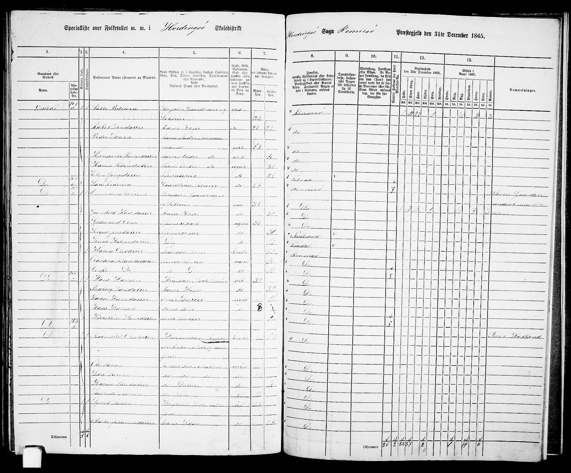 RA, Folketelling 1865 for 1142P Rennesøy prestegjeld, 1865, s. 89