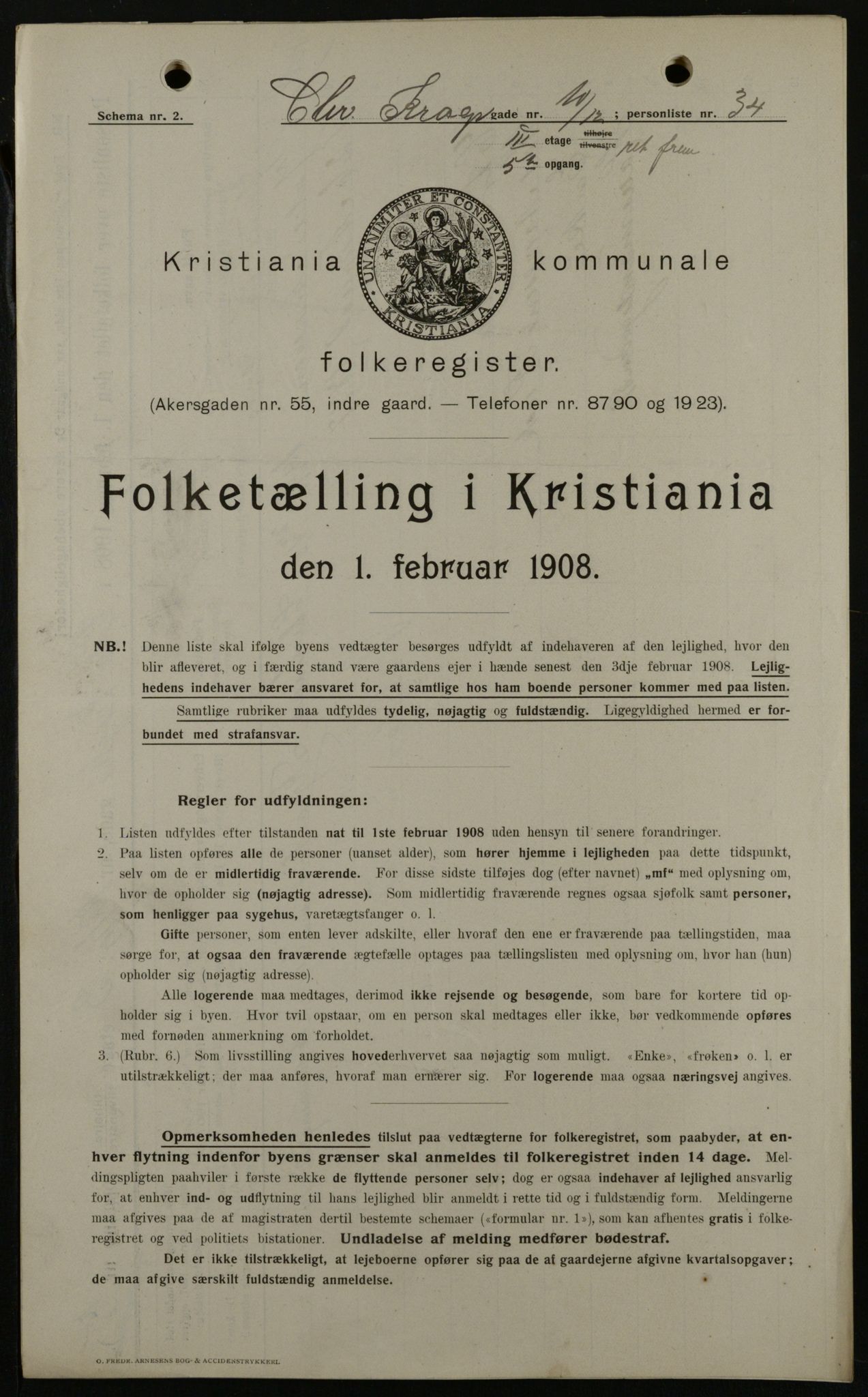 OBA, Kommunal folketelling 1.2.1908 for Kristiania kjøpstad, 1908, s. 11045