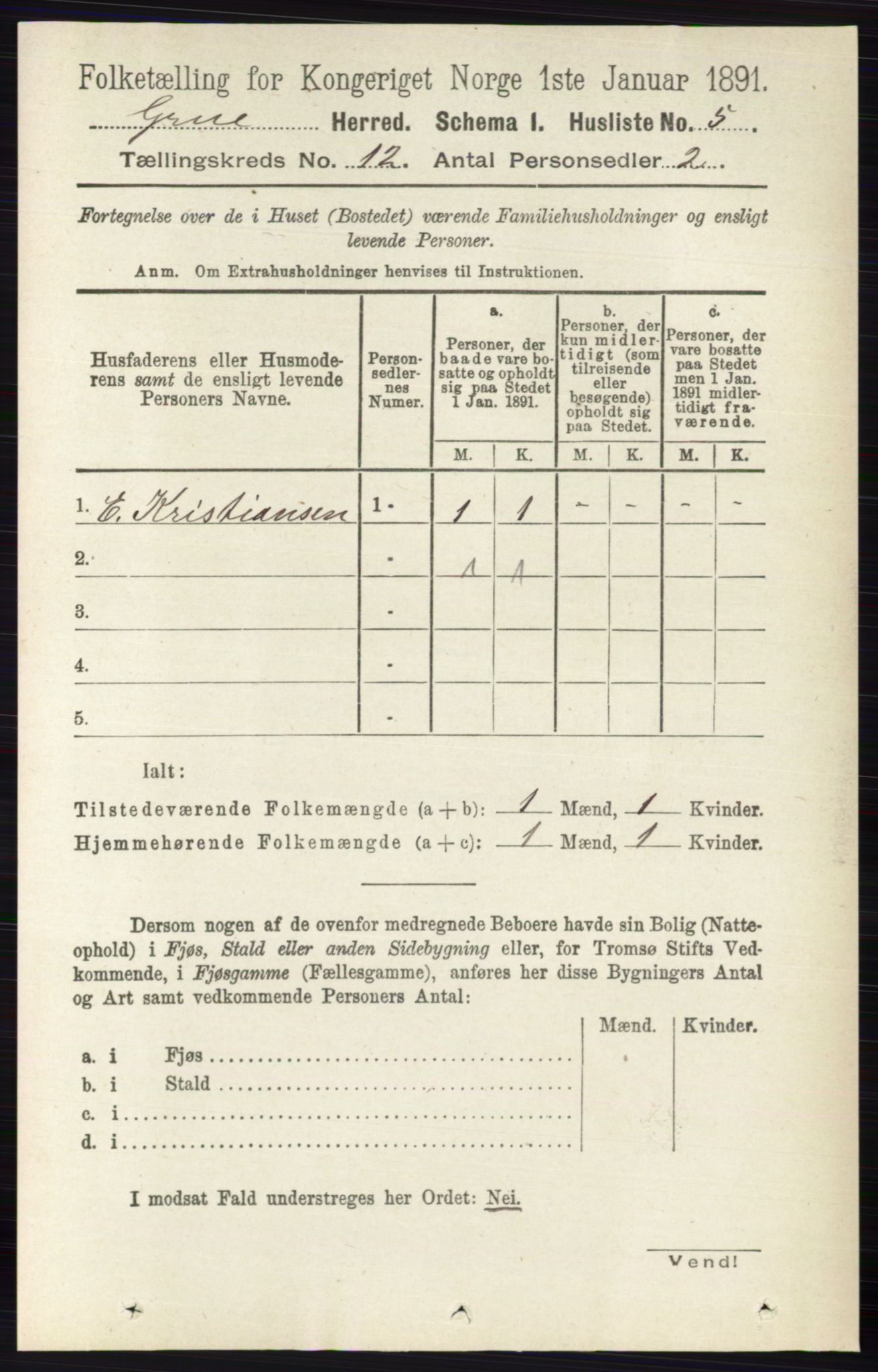 RA, Folketelling 1891 for 0423 Grue herred, 1891, s. 6063