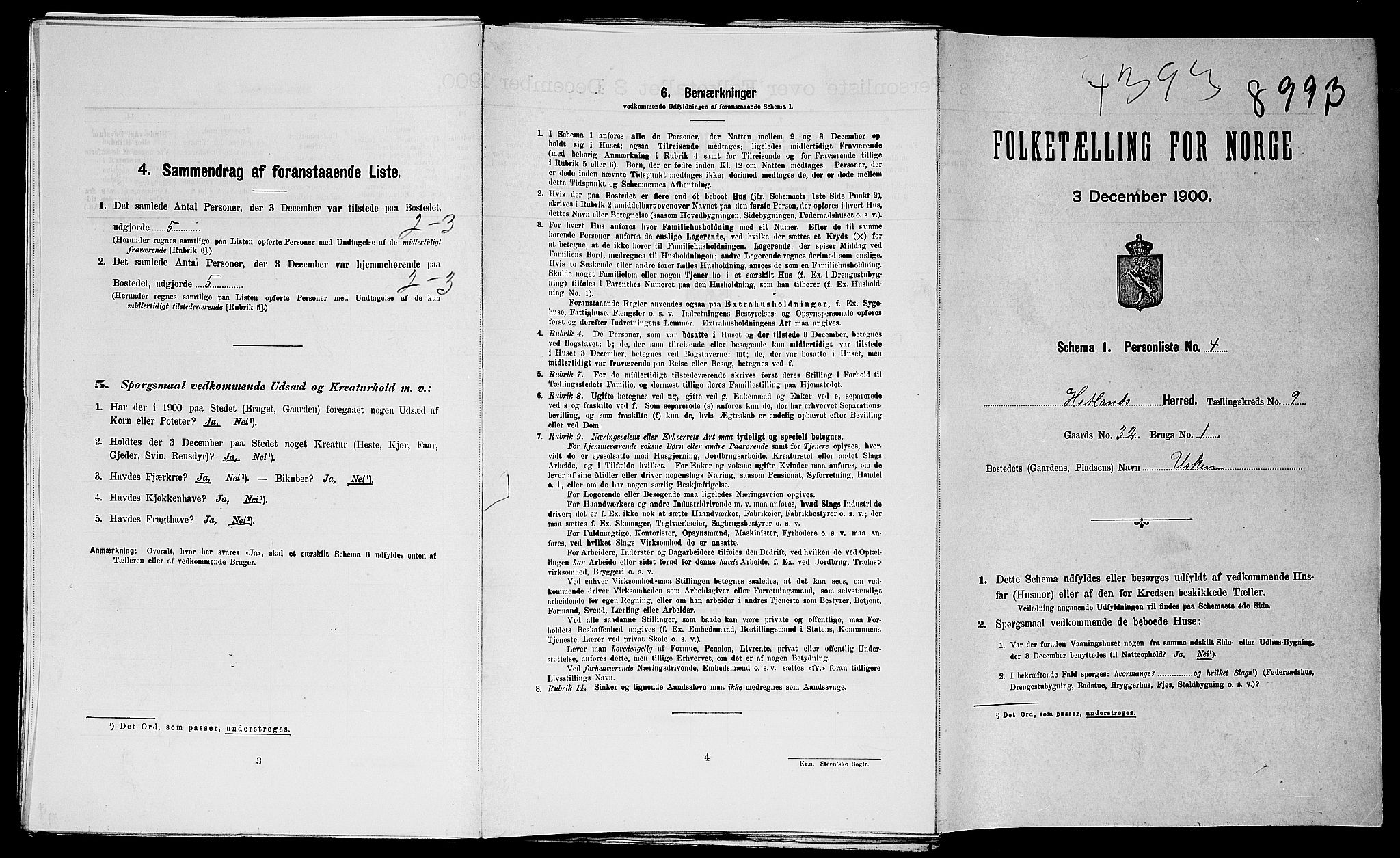 SAST, Folketelling 1900 for 1126 Hetland herred, 1900, s. 182