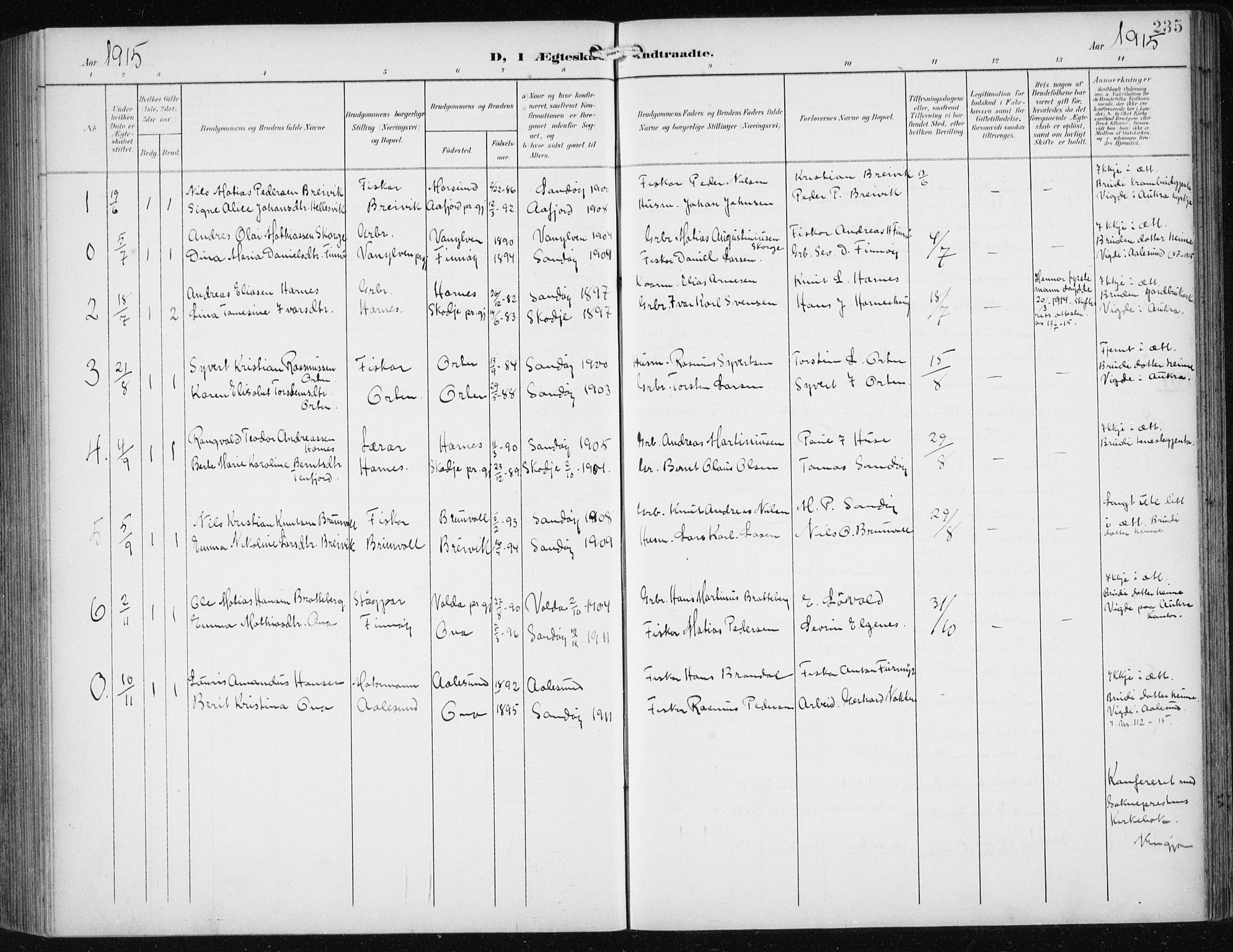 Ministerialprotokoller, klokkerbøker og fødselsregistre - Møre og Romsdal, AV/SAT-A-1454/561/L0733: Klokkerbok nr. 561C03, 1900-1940, s. 235