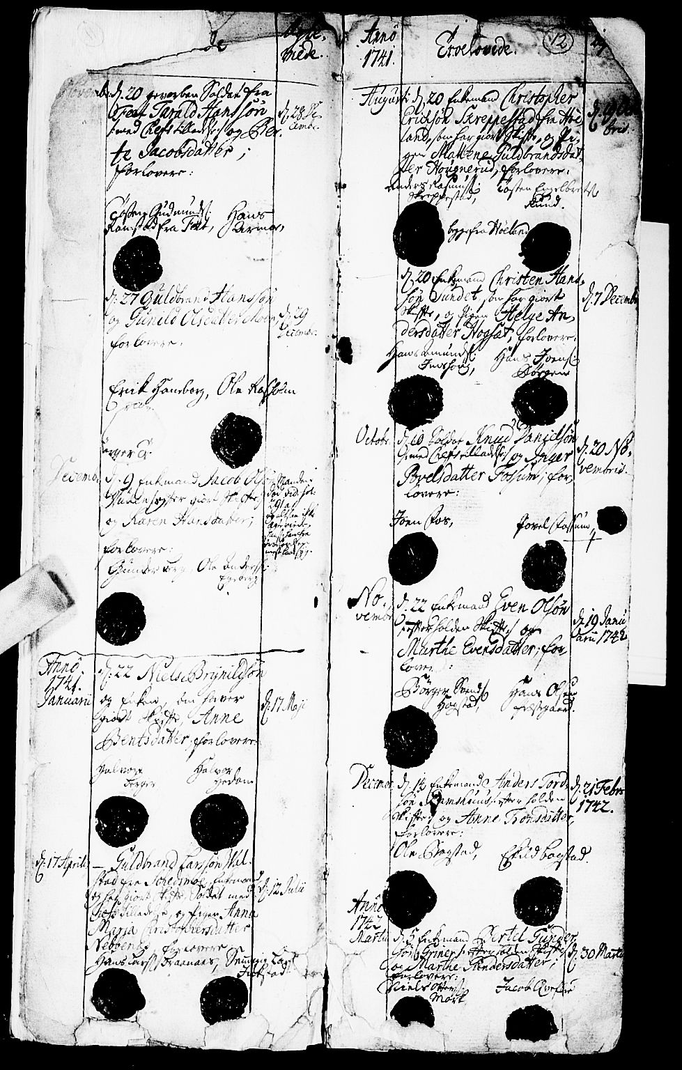 Aurskog prestekontor Kirkebøker, SAO/A-10304a/F/Fa/L0002: Ministerialbok nr. I 2, 1735-1766, s. 12