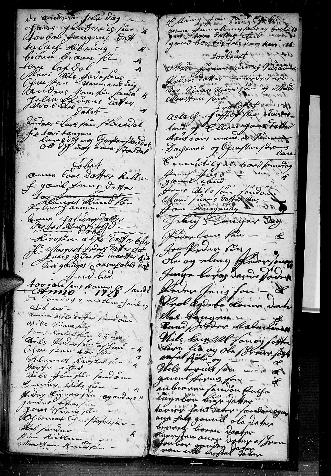 Dypvåg sokneprestkontor, AV/SAK-1111-0007/F/Fb/Fba/L0004: Klokkerbok nr. B 4, 1725-1728, s. 38