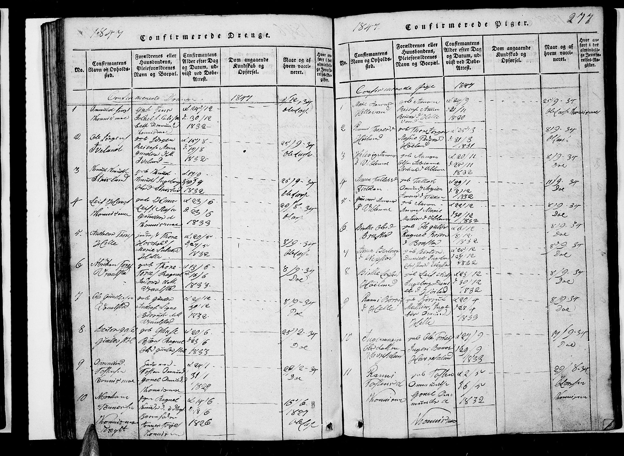 Nord-Audnedal sokneprestkontor, AV/SAK-1111-0032/F/Fb/Fba/L0001: Klokkerbok nr. B 1, 1815-1856, s. 277