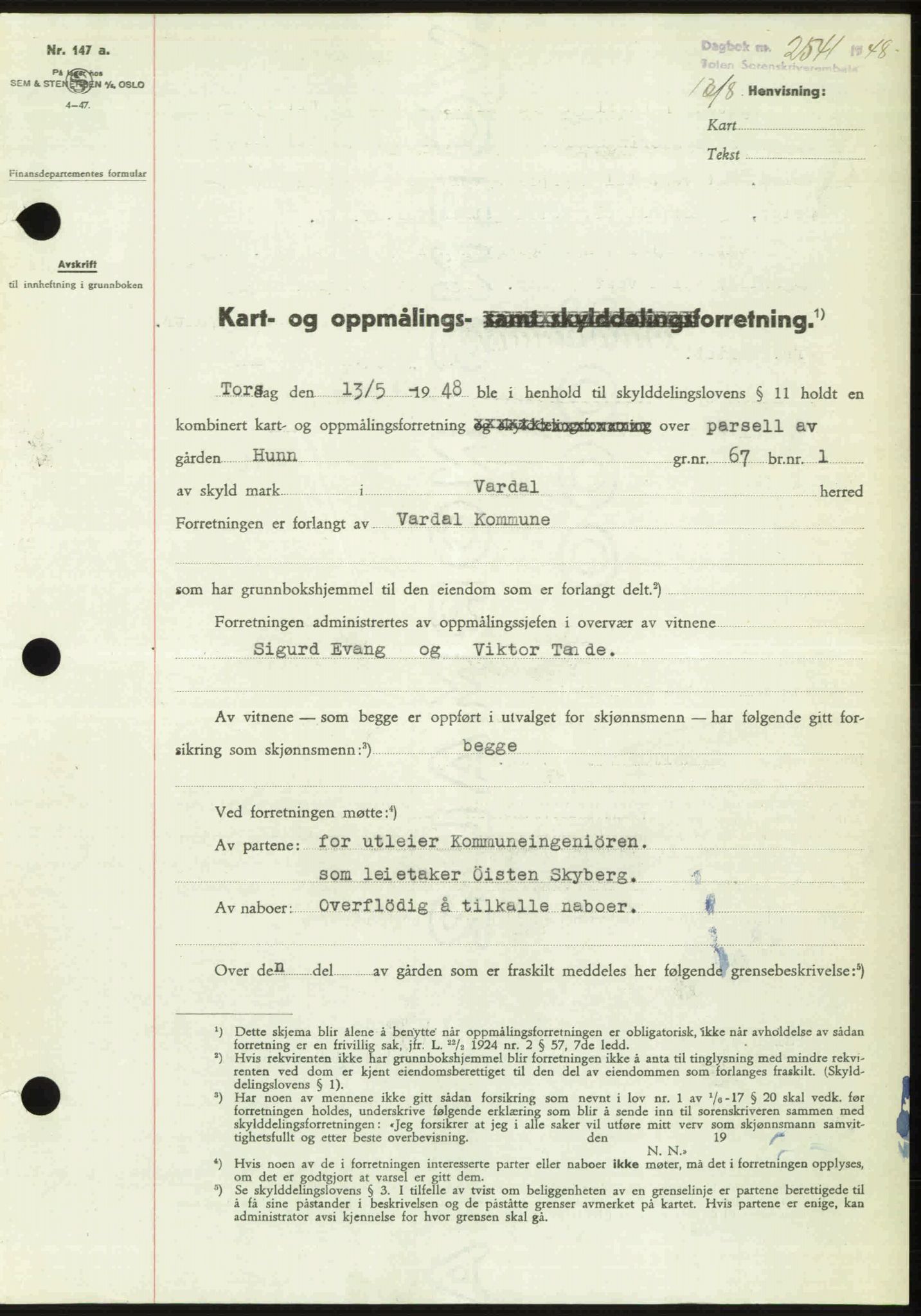 Toten tingrett, SAH/TING-006/H/Hb/Hbc/L0020: Pantebok nr. Hbc-20, 1948-1948, Dagboknr: 2541/1948