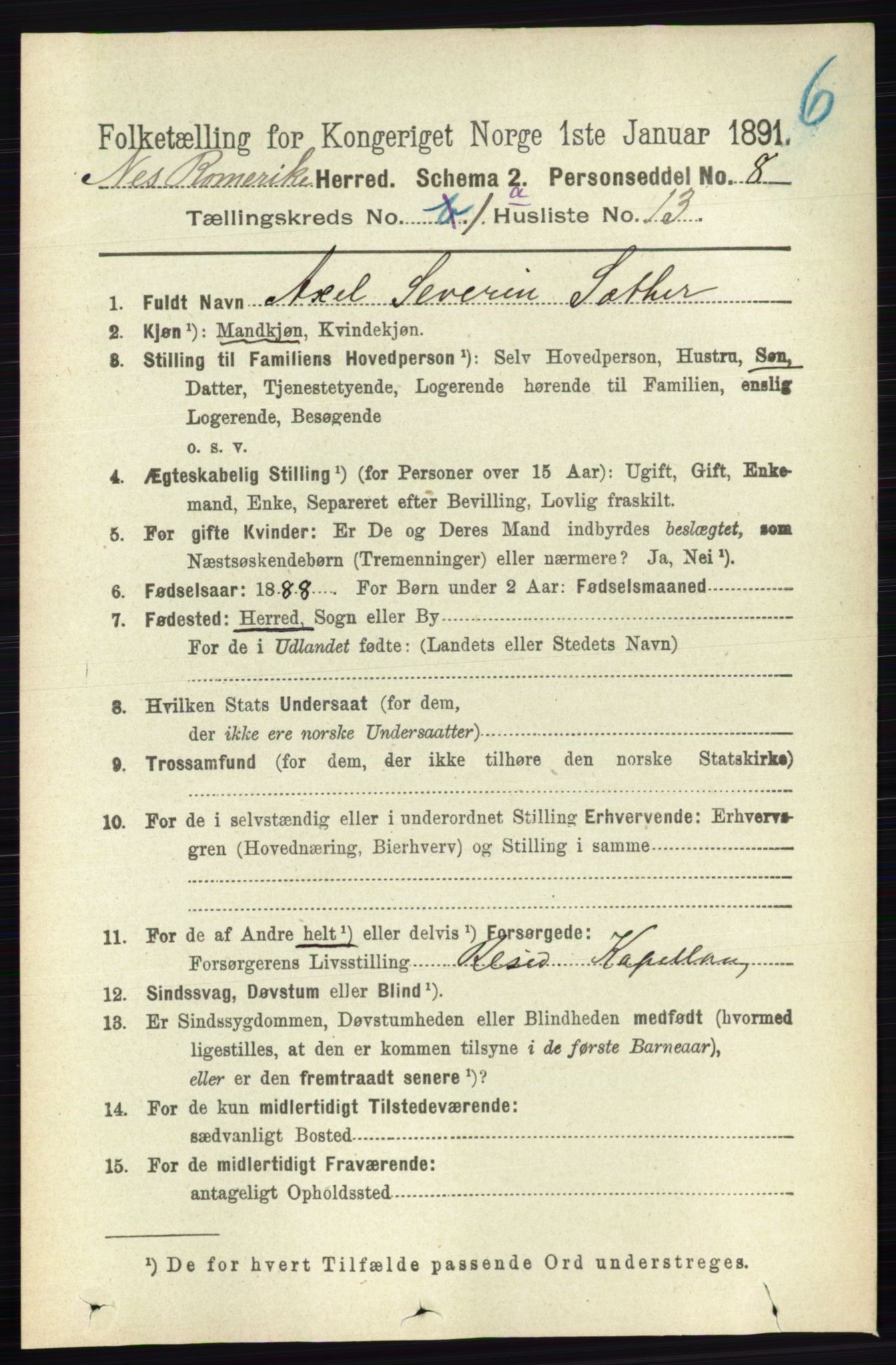 RA, Folketelling 1891 for 0236 Nes herred, 1891, s. 193