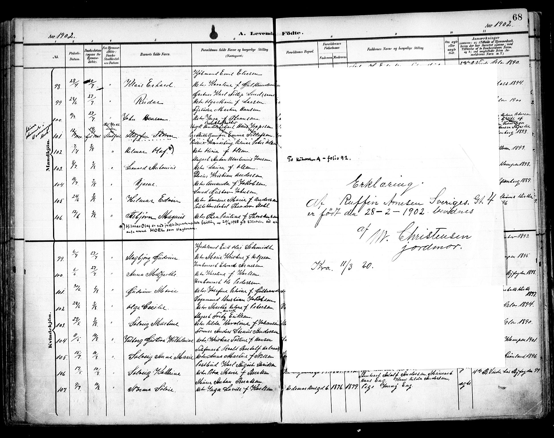 Vålerengen prestekontor Kirkebøker, AV/SAO-A-10878/F/Fa/L0001: Ministerialbok nr. 1, 1899-1915, s. 68