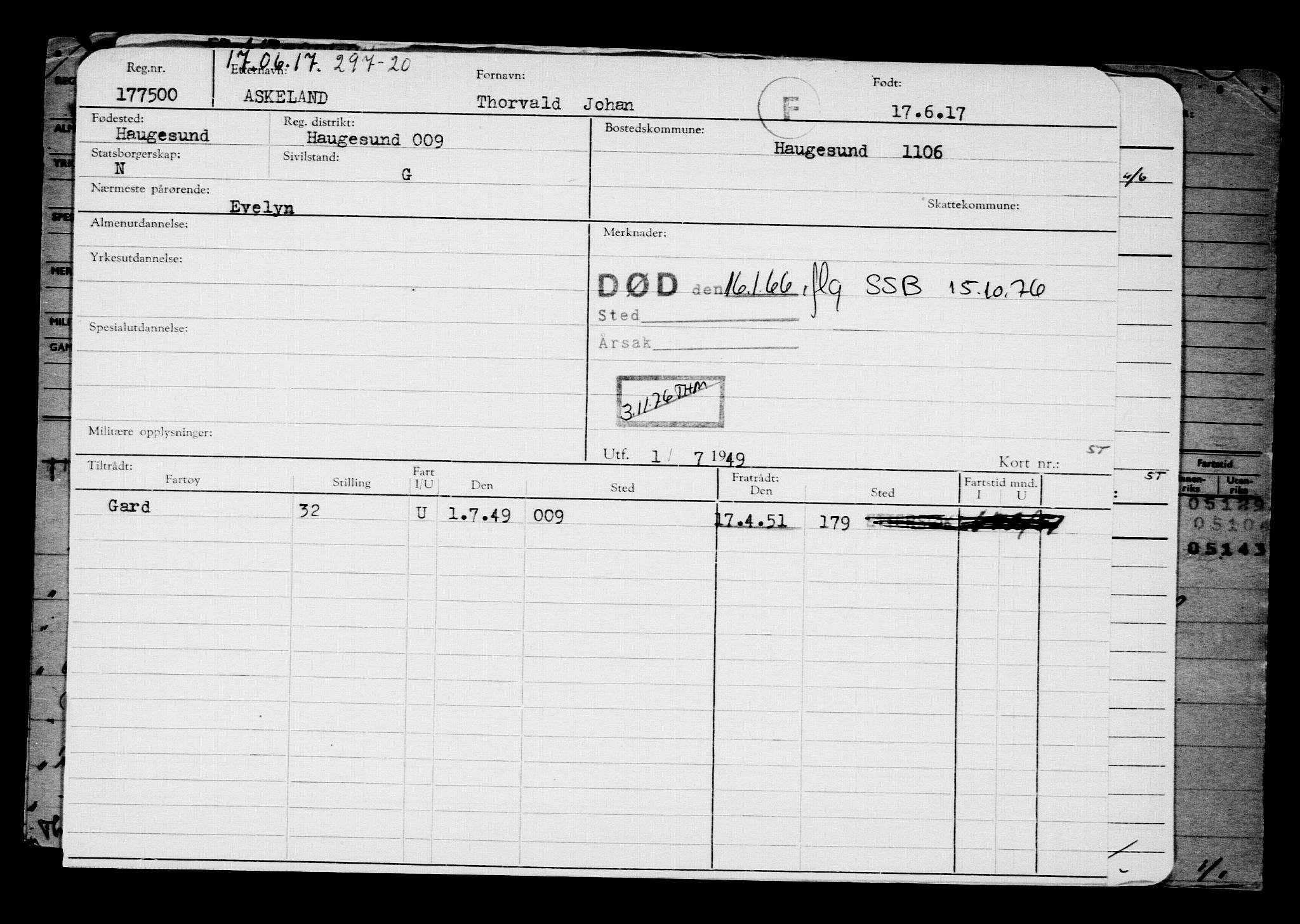 Direktoratet for sjømenn, RA/S-3545/G/Gb/L0149: Hovedkort, 1917, s. 352