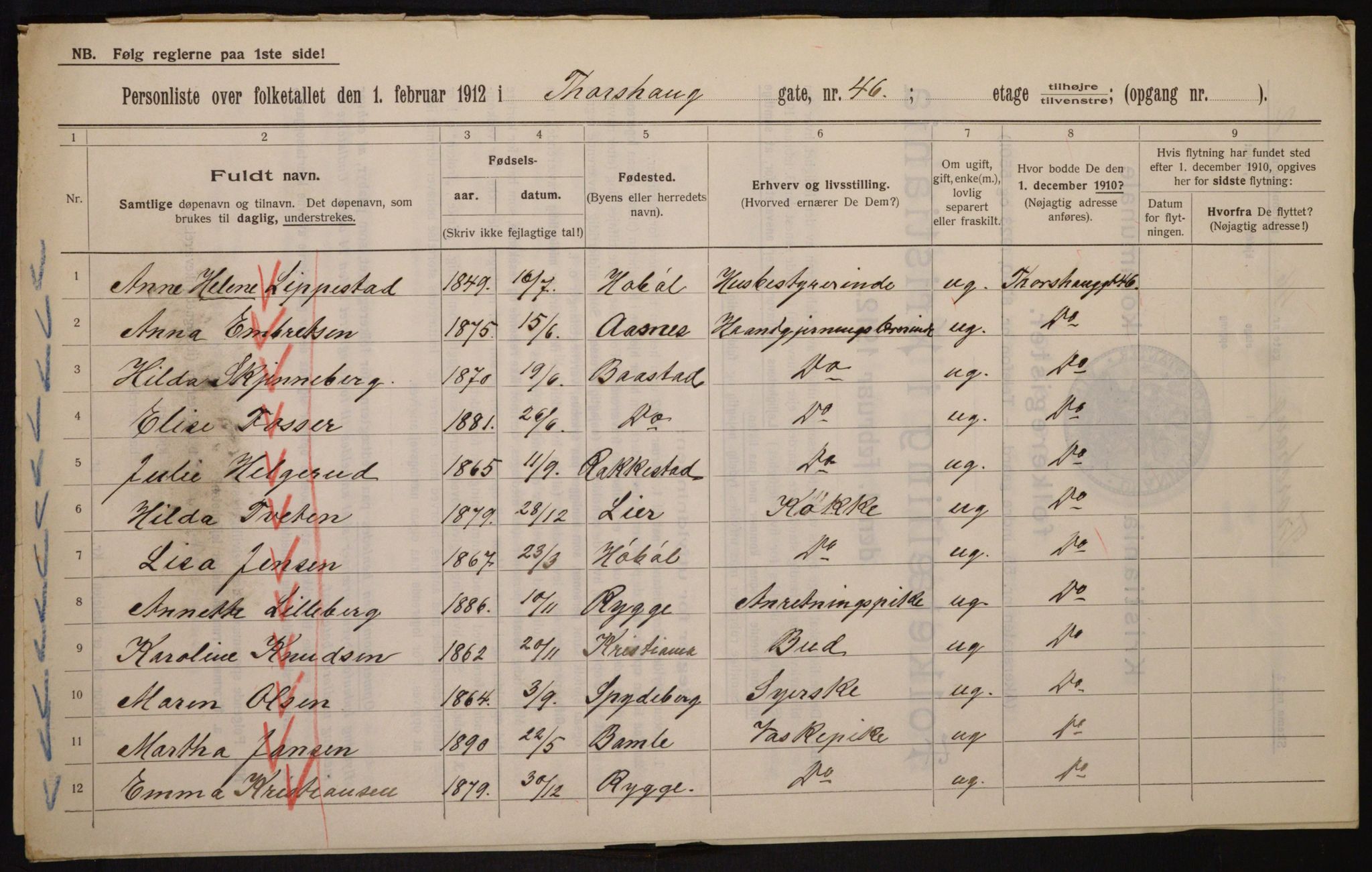 OBA, Kommunal folketelling 1.2.1912 for Kristiania, 1912, s. 114979