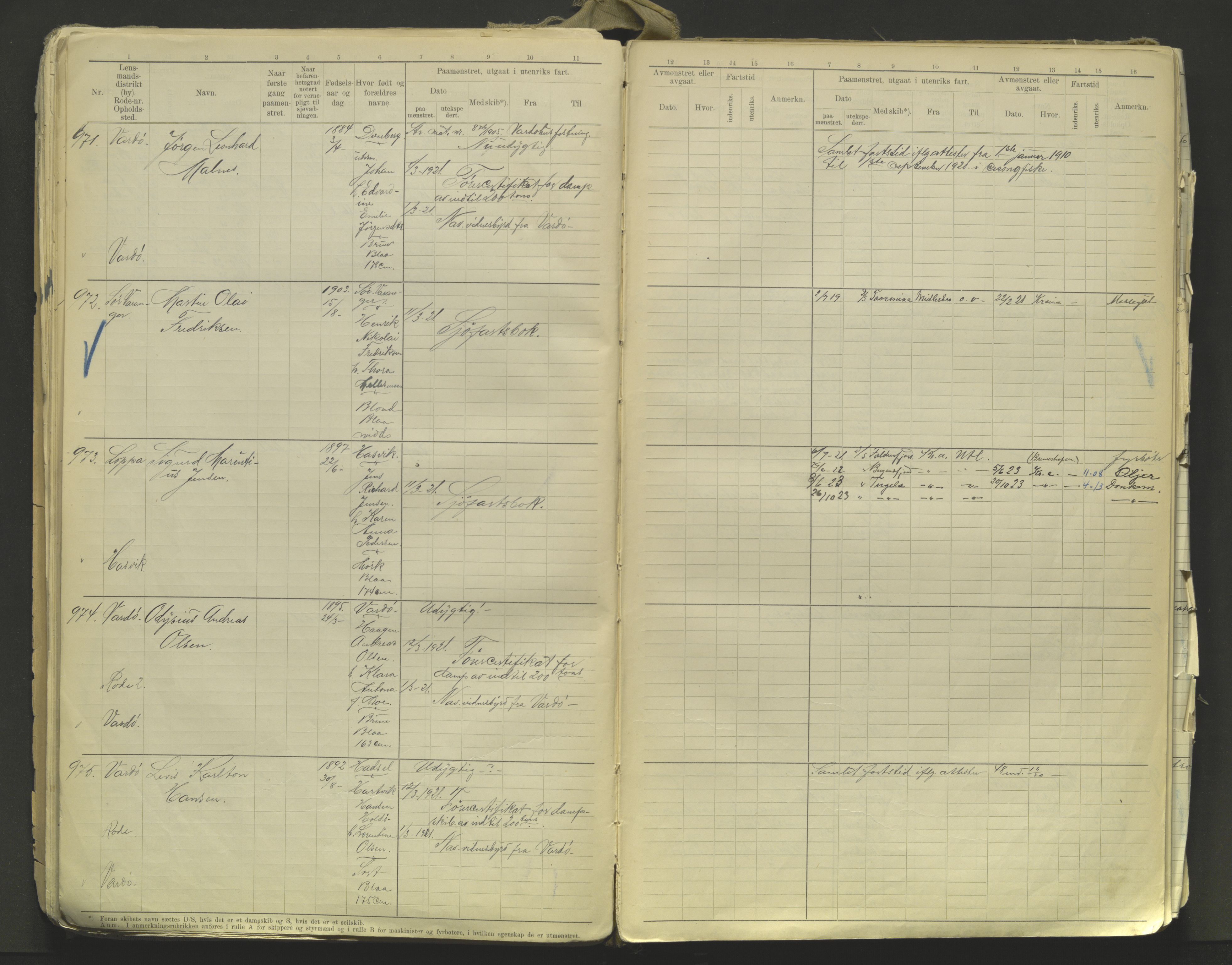 Tromsø sjømannskontor/innrullerings-/mønstringsdistrikt, AV/SATØ-S-0243/F/Fa/L0005: Annotasjonsrulle. Defekt: løse permer og ark Nr. 720-2154, 1917-1948