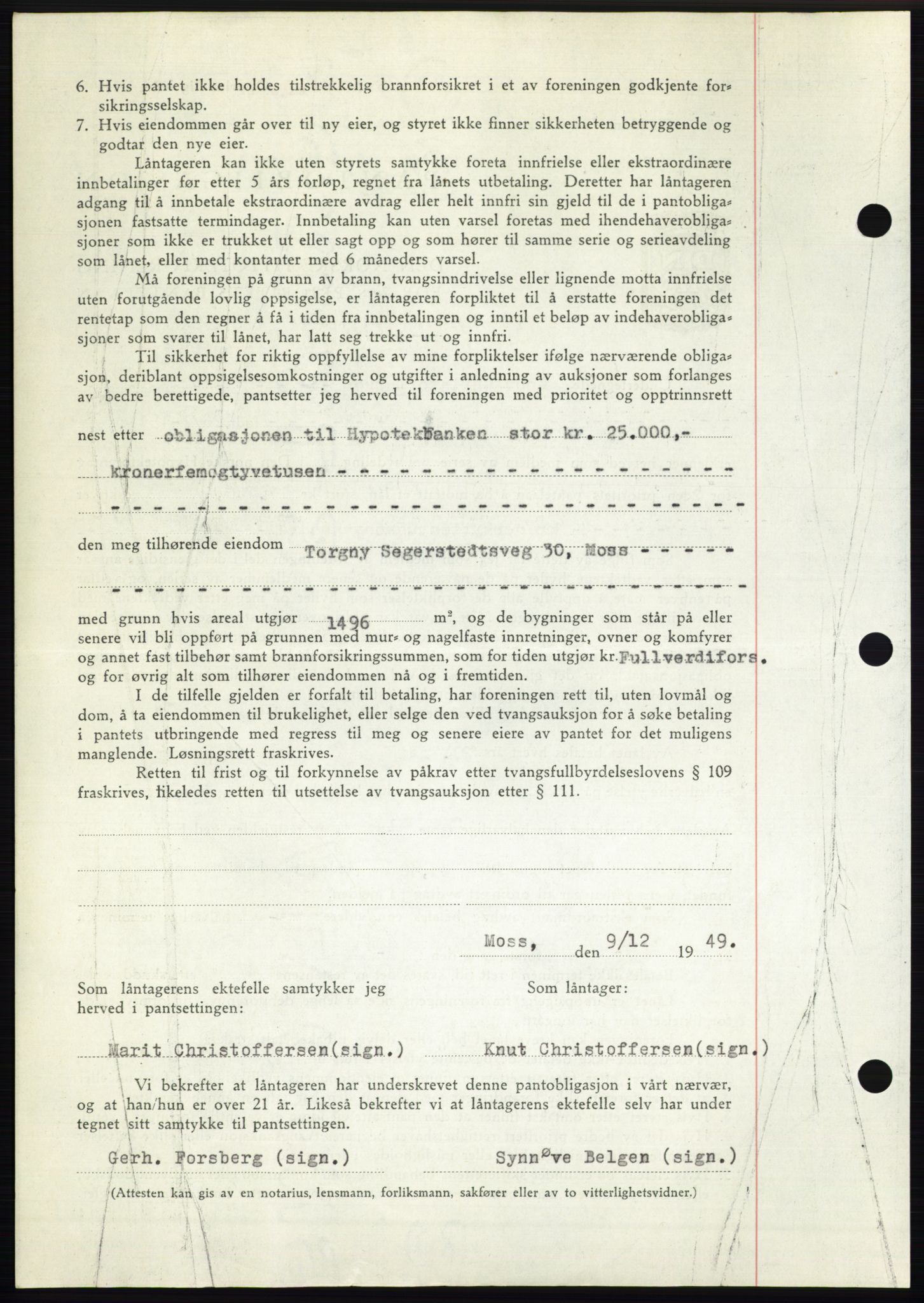 Moss sorenskriveri, SAO/A-10168: Pantebok nr. B23, 1949-1950, Dagboknr: 3912/1949