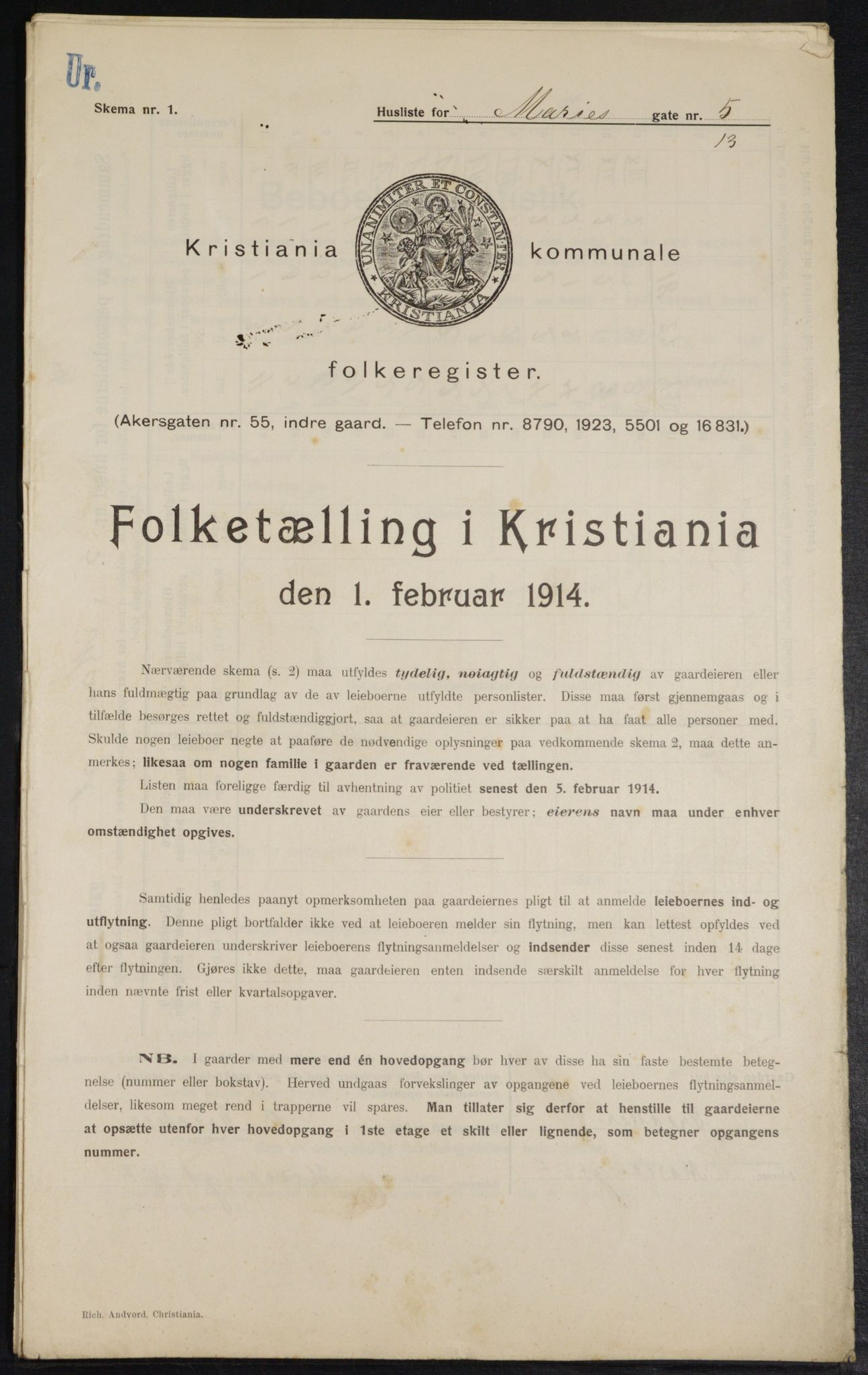 OBA, Kommunal folketelling 1.2.1914 for Kristiania, 1914, s. 62774