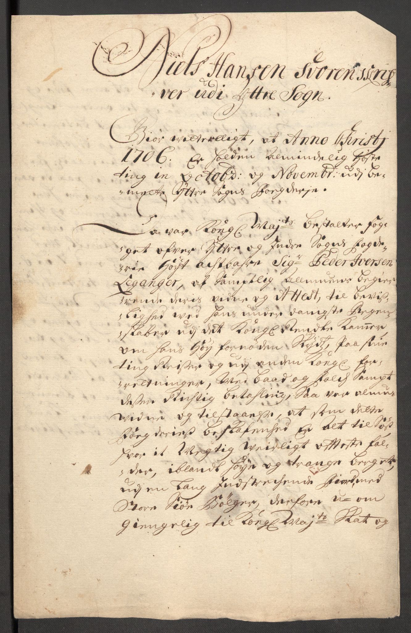 Rentekammeret inntil 1814, Reviderte regnskaper, Fogderegnskap, RA/EA-4092/R52/L3314: Fogderegnskap Sogn, 1705-1707, s. 402