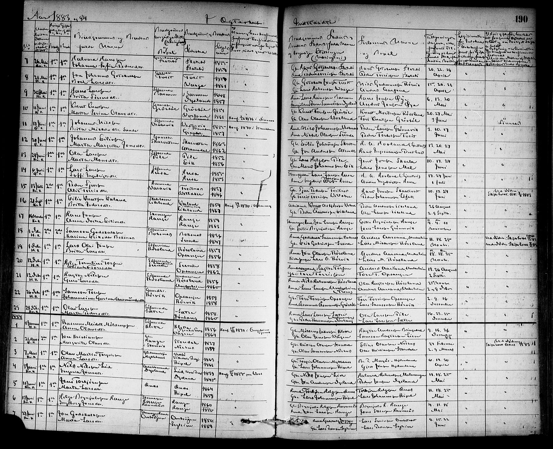 Kvinnherad sokneprestembete, AV/SAB-A-76401/H/Haa: Ministerialbok nr. A 9, 1873-1886, s. 190