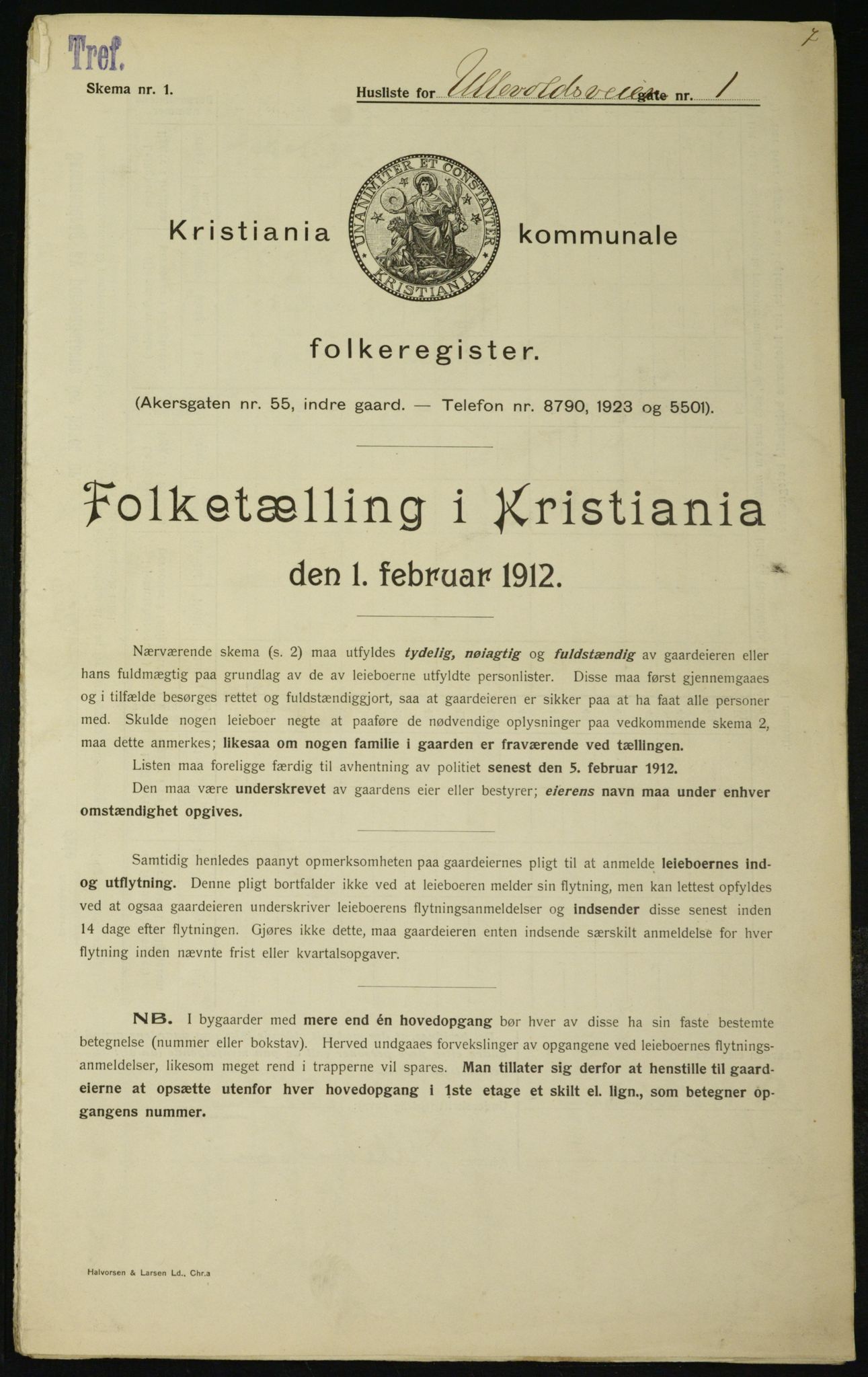 OBA, Kommunal folketelling 1.2.1912 for Kristiania, 1912, s. 118835