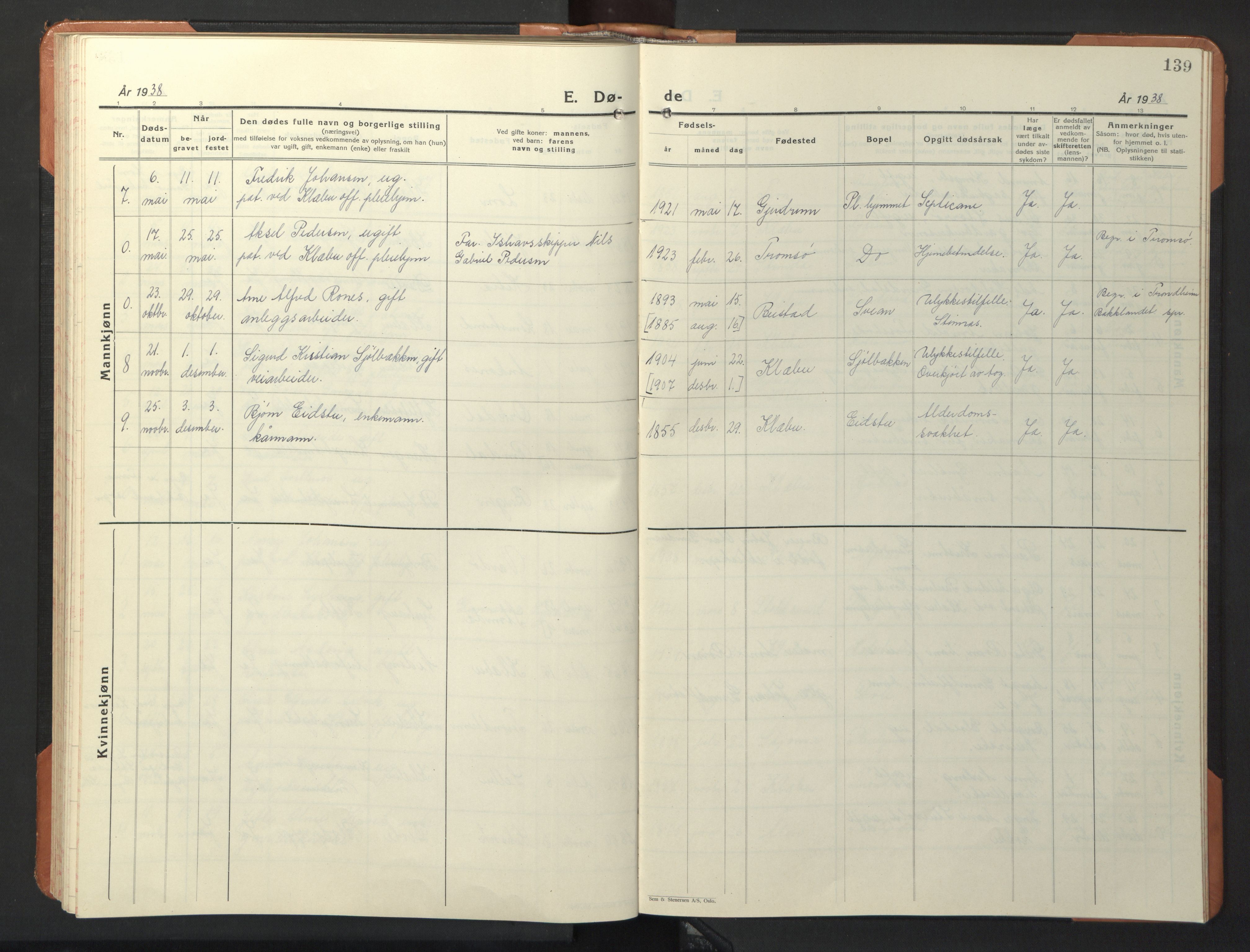 Ministerialprotokoller, klokkerbøker og fødselsregistre - Sør-Trøndelag, SAT/A-1456/618/L0454: Klokkerbok nr. 618C05, 1926-1946, s. 139