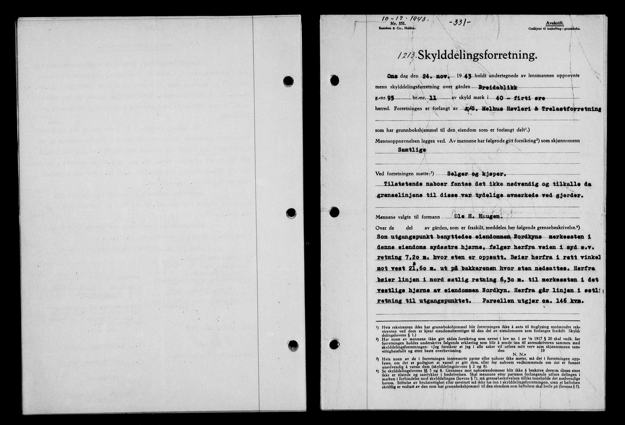 Gauldal sorenskriveri, SAT/A-0014/1/2/2C/L0057: Pantebok nr. 62, 1943-1944, Dagboknr: 1213/1943