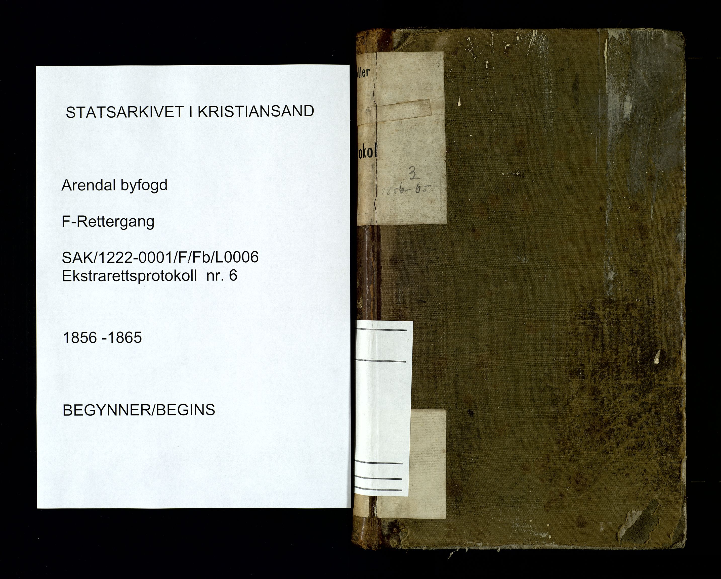 Arendal byfogd, AV/SAK-1222-0001/F/Fb/L0006: Ekstrarettsprotokoll, 1856-1865