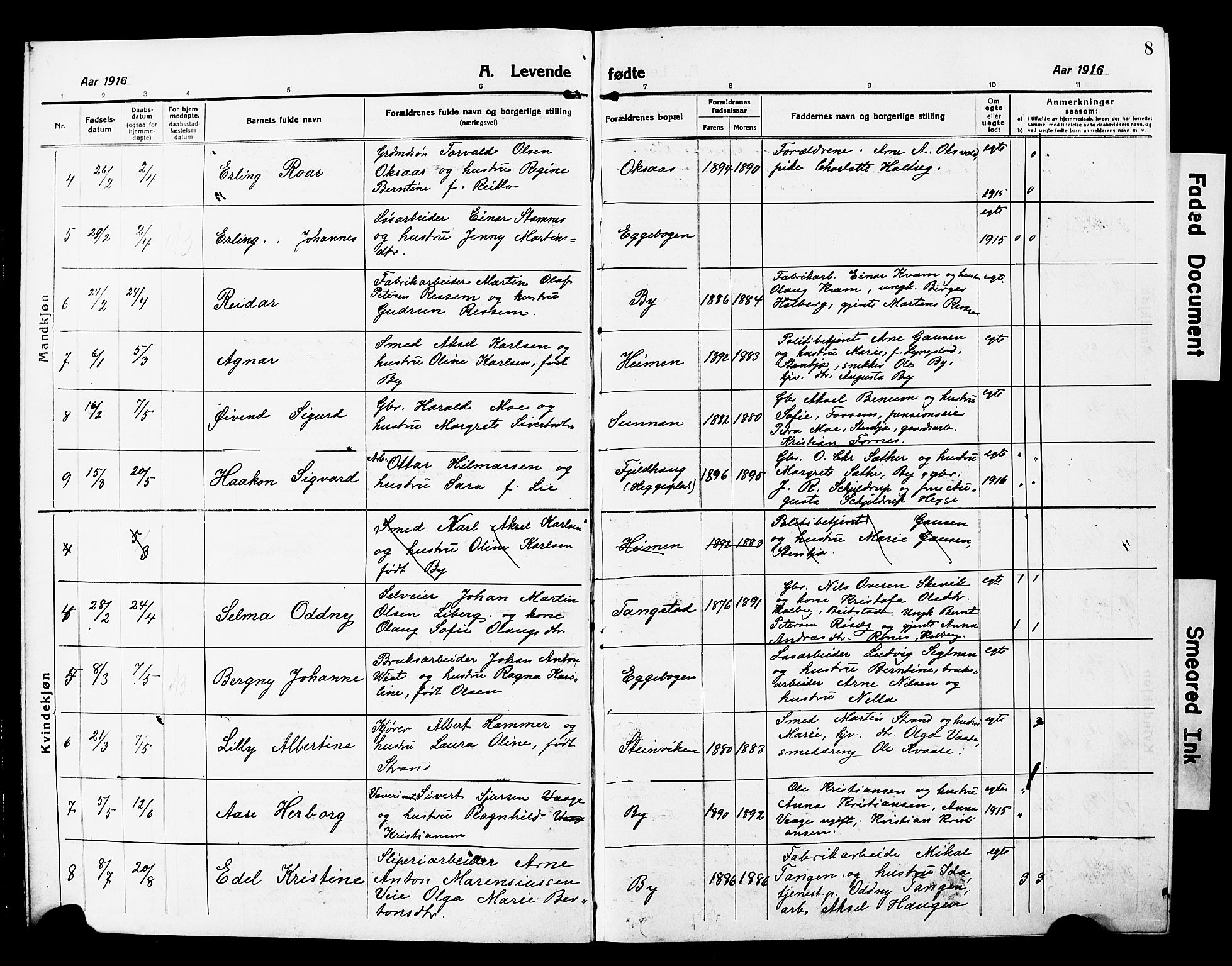 Ministerialprotokoller, klokkerbøker og fødselsregistre - Nord-Trøndelag, SAT/A-1458/740/L0382: Klokkerbok nr. 740C03, 1915-1927, s. 8