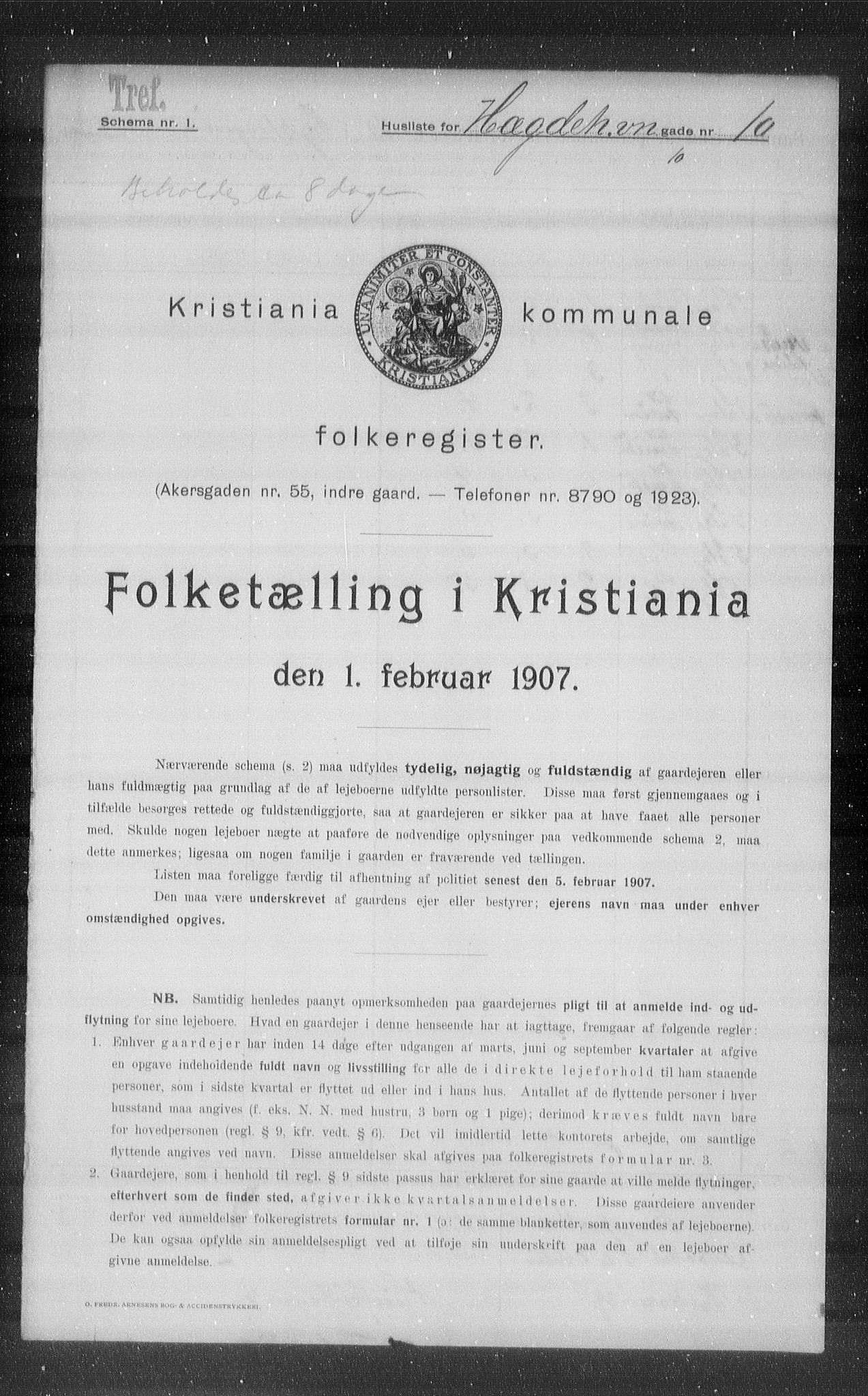 OBA, Kommunal folketelling 1.2.1907 for Kristiania kjøpstad, 1907, s. 18646