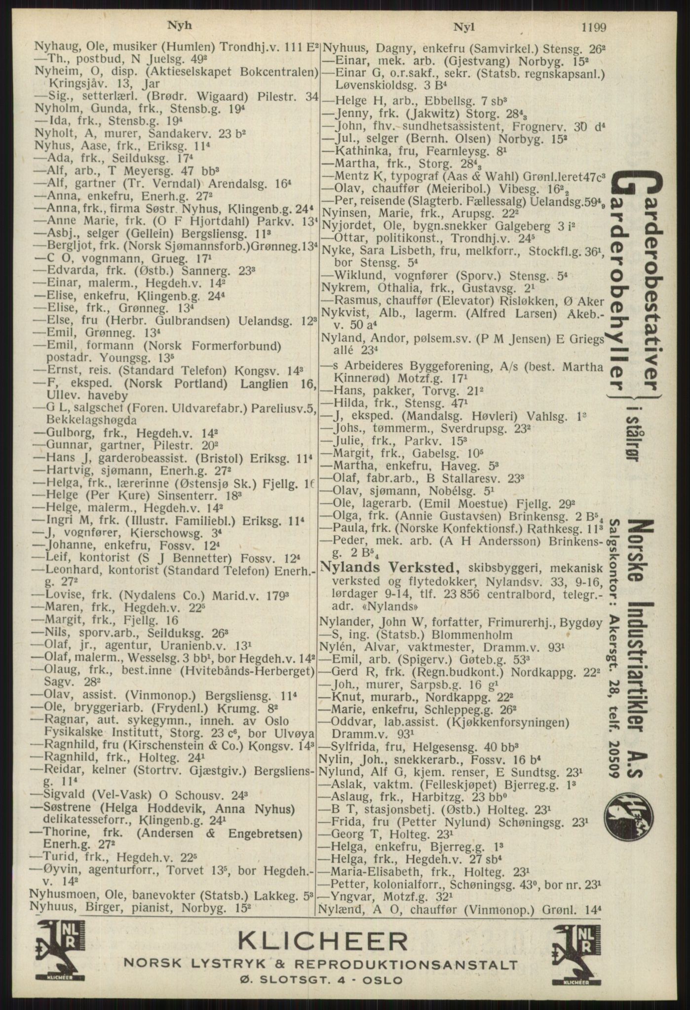 Kristiania/Oslo adressebok, PUBL/-, 1939, s. 1199