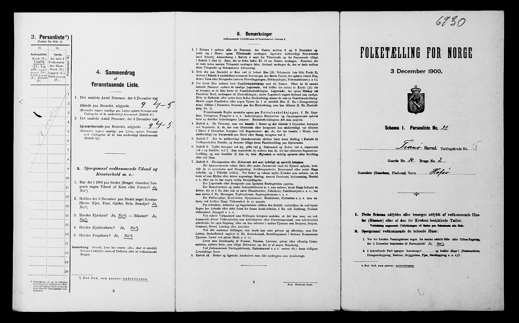 SATØ, Folketelling 1900 for 1927 Tranøy herred, 1900, s. 140