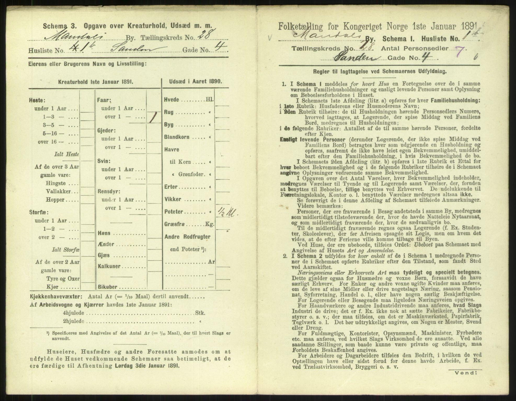 RA, Folketelling 1891 for 1002 Mandal ladested, 1891, s. 1245