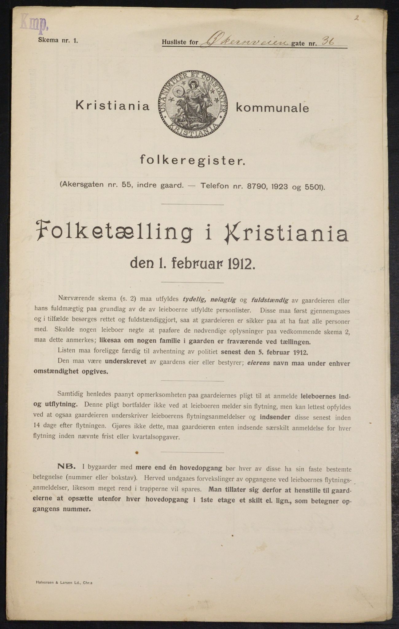 OBA, Kommunal folketelling 1.2.1912 for Kristiania, 1912, s. 128886