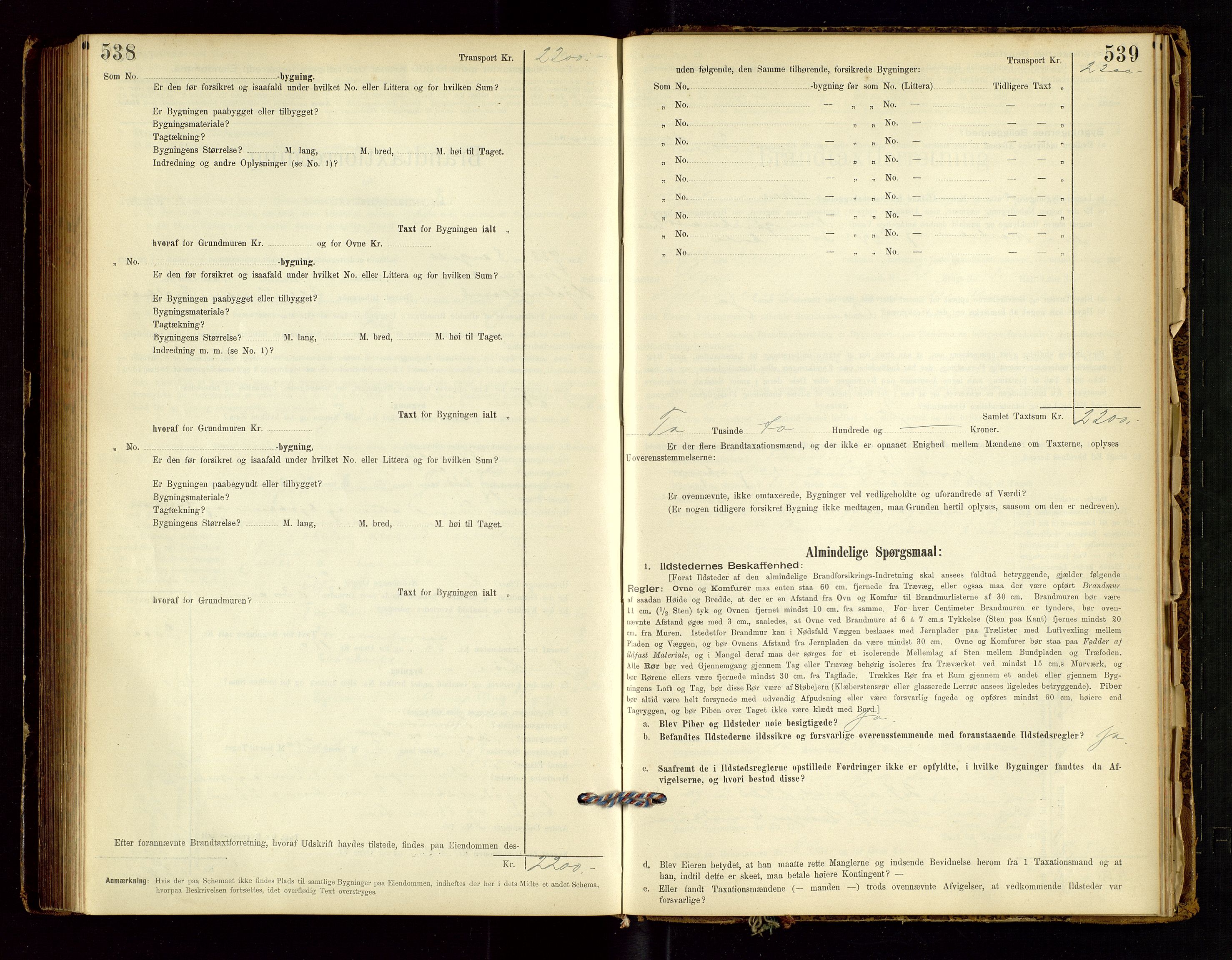 Hjelmeland lensmannskontor, AV/SAST-A-100439/Gob/L0001: "Brandtaxationsprotokol", 1895-1932, s. 538-539