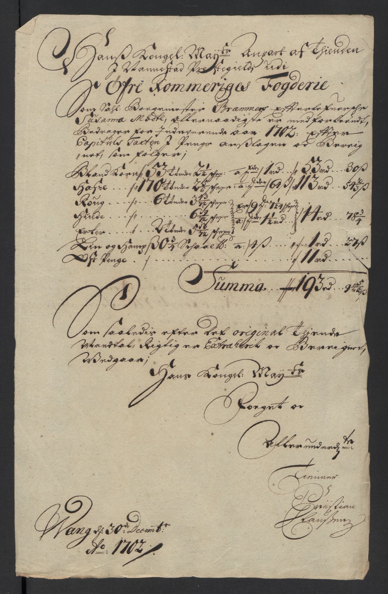 Rentekammeret inntil 1814, Reviderte regnskaper, Fogderegnskap, RA/EA-4092/R12/L0714: Fogderegnskap Øvre Romerike, 1702, s. 56