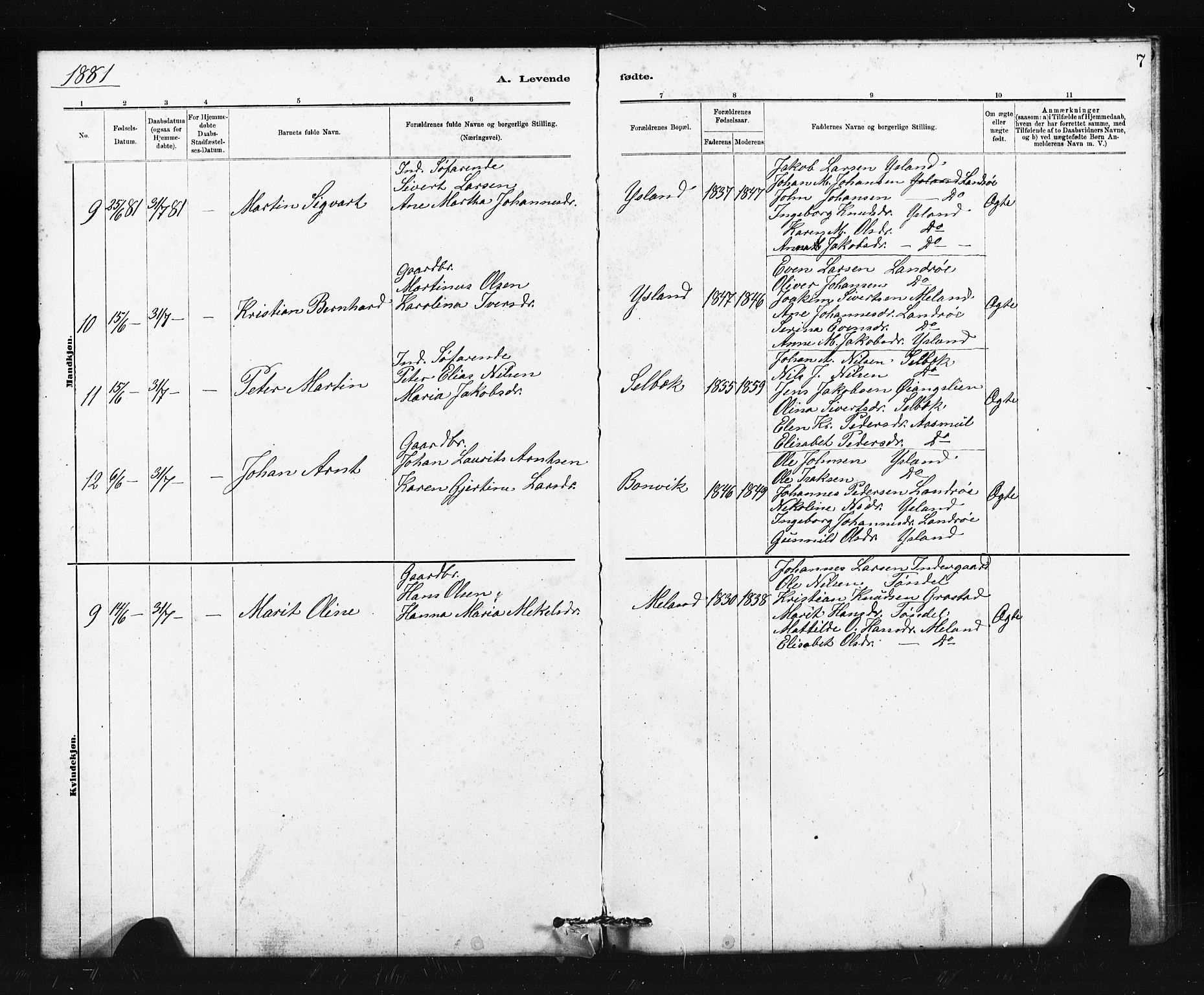 Ministerialprotokoller, klokkerbøker og fødselsregistre - Sør-Trøndelag, AV/SAT-A-1456/663/L0761: Klokkerbok nr. 663C01, 1880-1893, s. 7