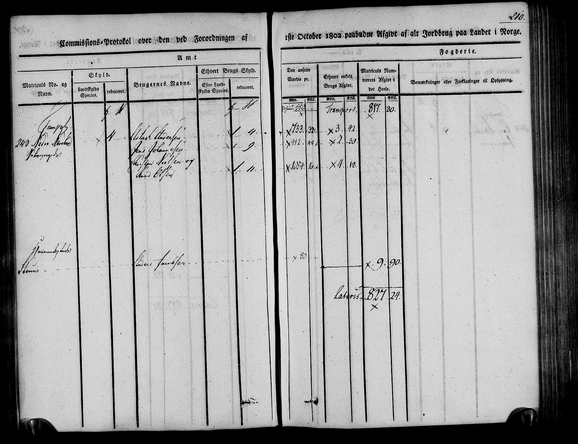 Rentekammeret inntil 1814, Realistisk ordnet avdeling, AV/RA-EA-4070/N/Ne/Nea/L0078: Nedenes fogderi. Kommisjonsprotokoll "Nr. 1", for Sand og Bringsvær skipreider, 1803, s. 210