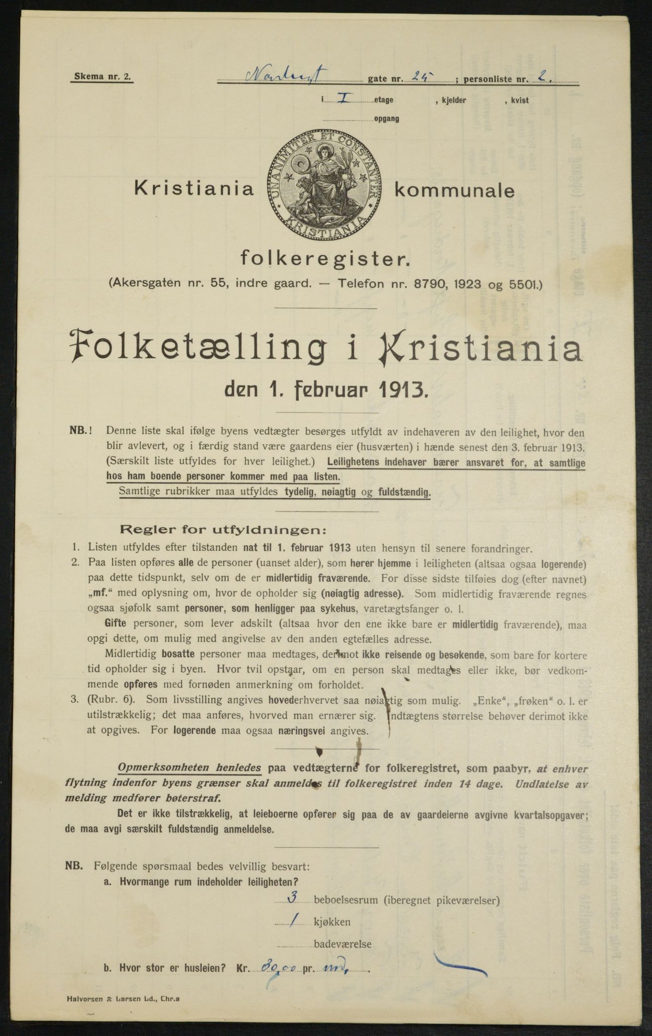 OBA, Kommunal folketelling 1.2.1913 for Kristiania, 1913, s. 73409