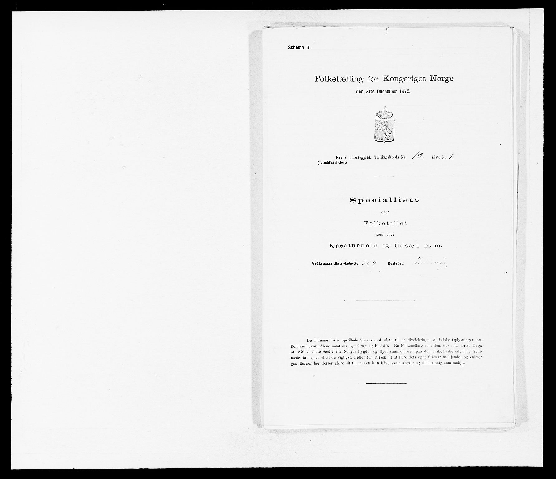 SAB, Folketelling 1875 for 1437L Kinn prestegjeld, Kinn sokn og Svanøy sokn, 1875, s. 1065