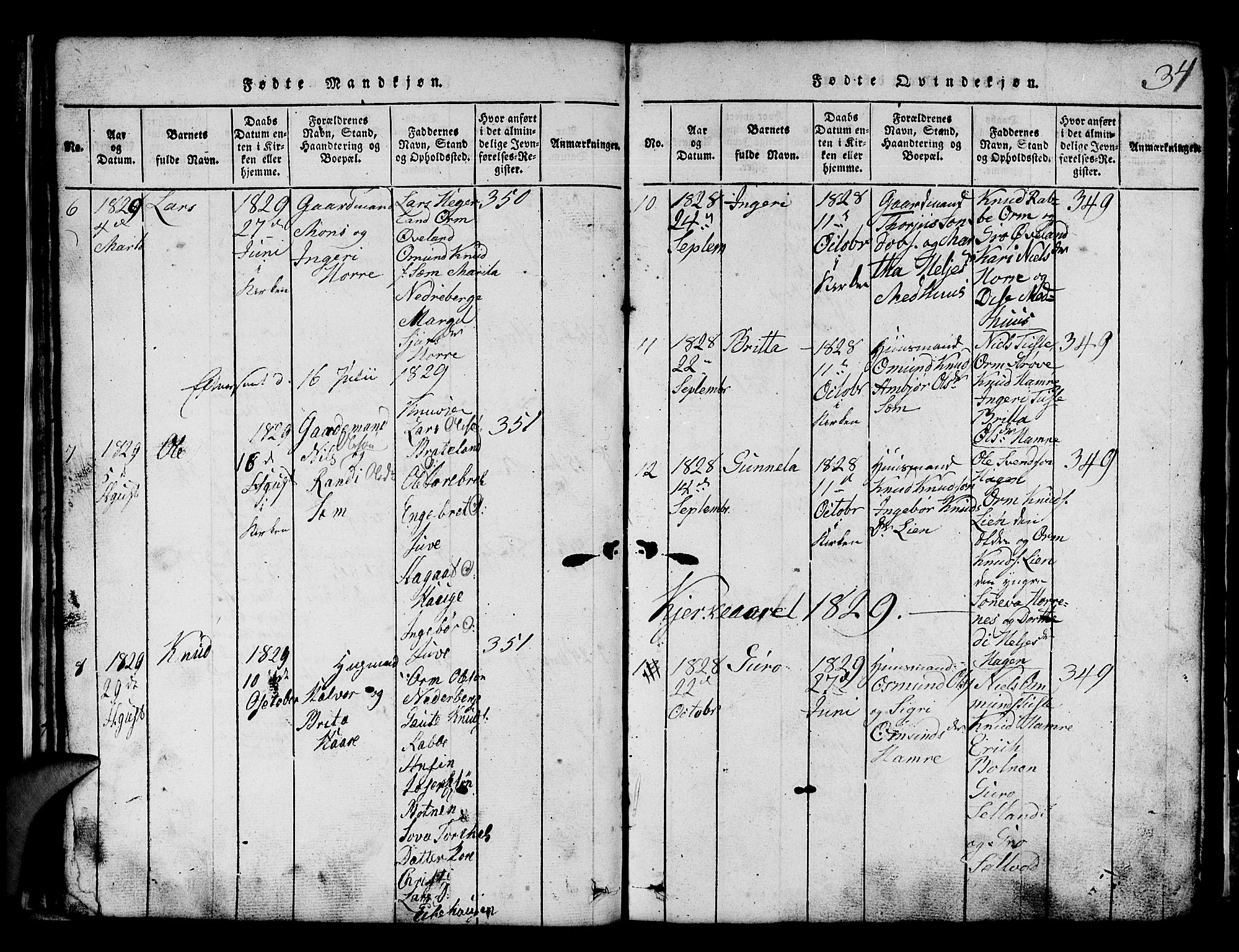 Røldal sokneprestembete, AV/SAB-A-100247: Klokkerbok nr. A 1, 1817-1860, s. 34