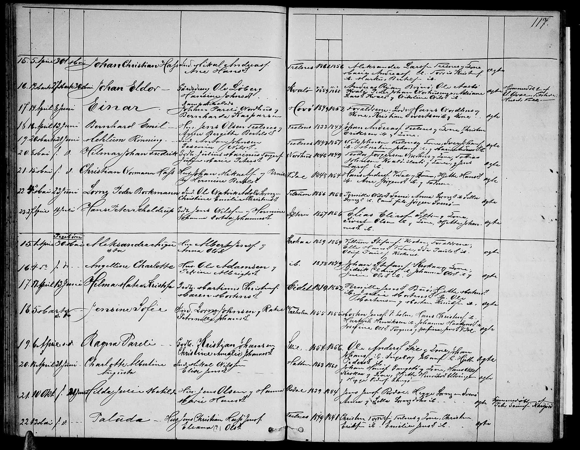 Ministerialprotokoller, klokkerbøker og fødselsregistre - Nordland, AV/SAT-A-1459/813/L0212: Klokkerbok nr. 813C04, 1864-1886, s. 117