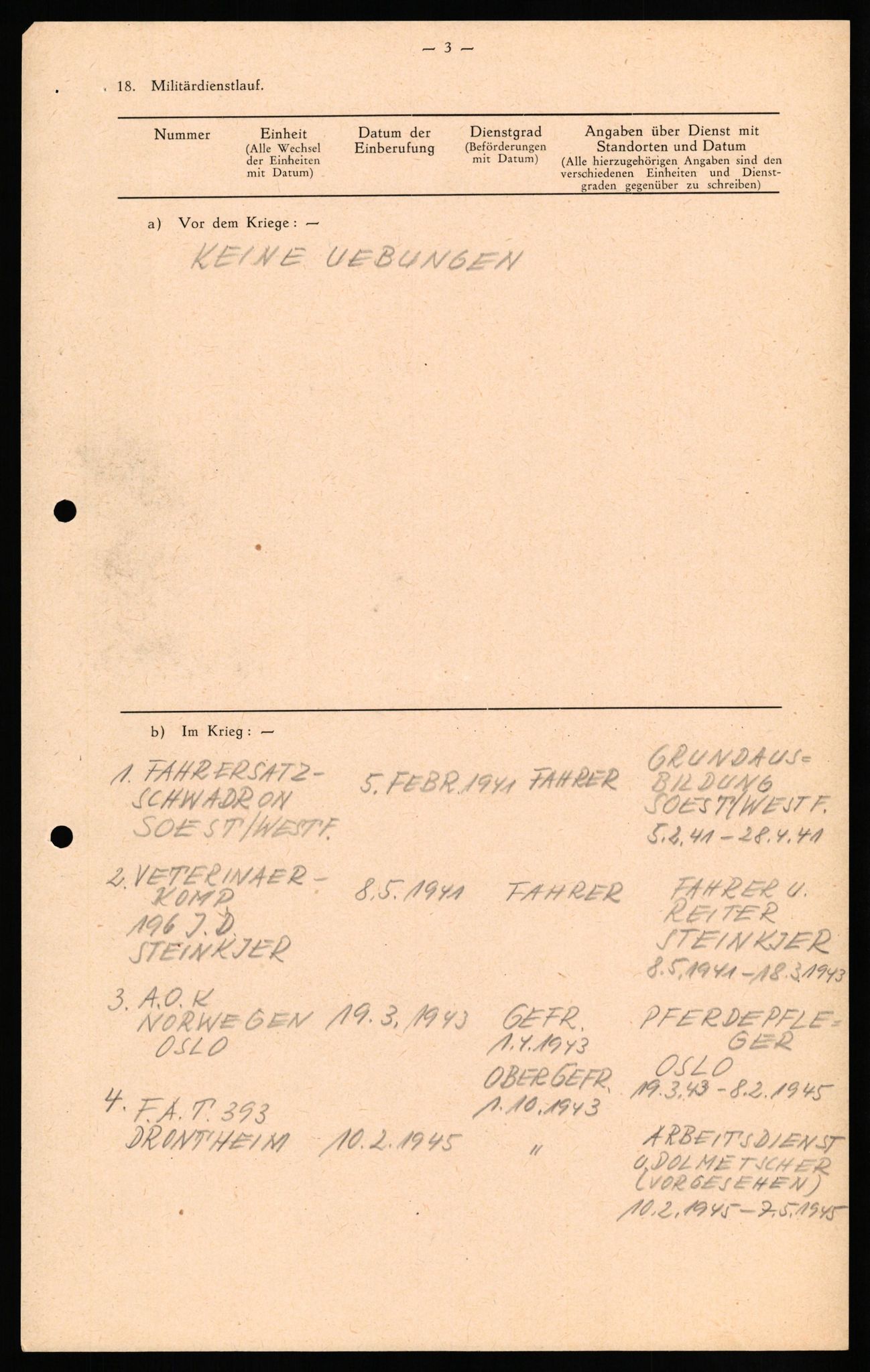 Forsvaret, Forsvarets overkommando II, RA/RAFA-3915/D/Db/L0029: CI Questionaires. Tyske okkupasjonsstyrker i Norge. Tyskere., 1945-1946, s. 297