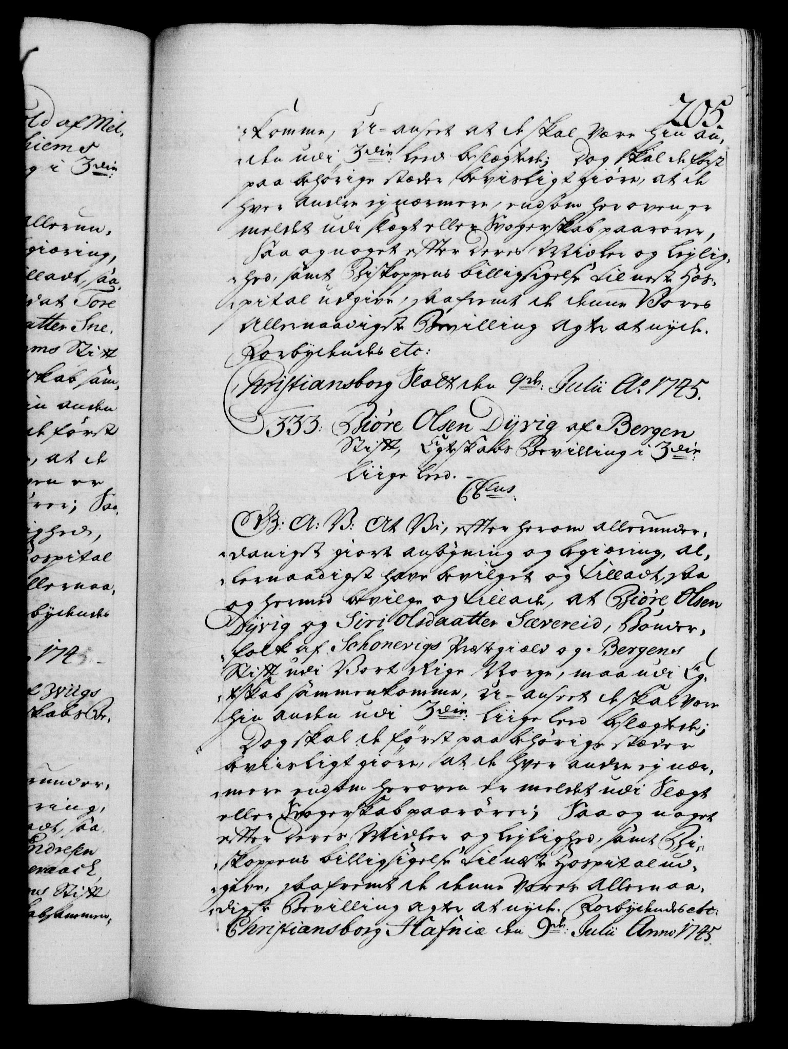 Danske Kanselli 1572-1799, RA/EA-3023/F/Fc/Fca/Fcaa/L0034: Norske registre, 1745-1746, s. 205a