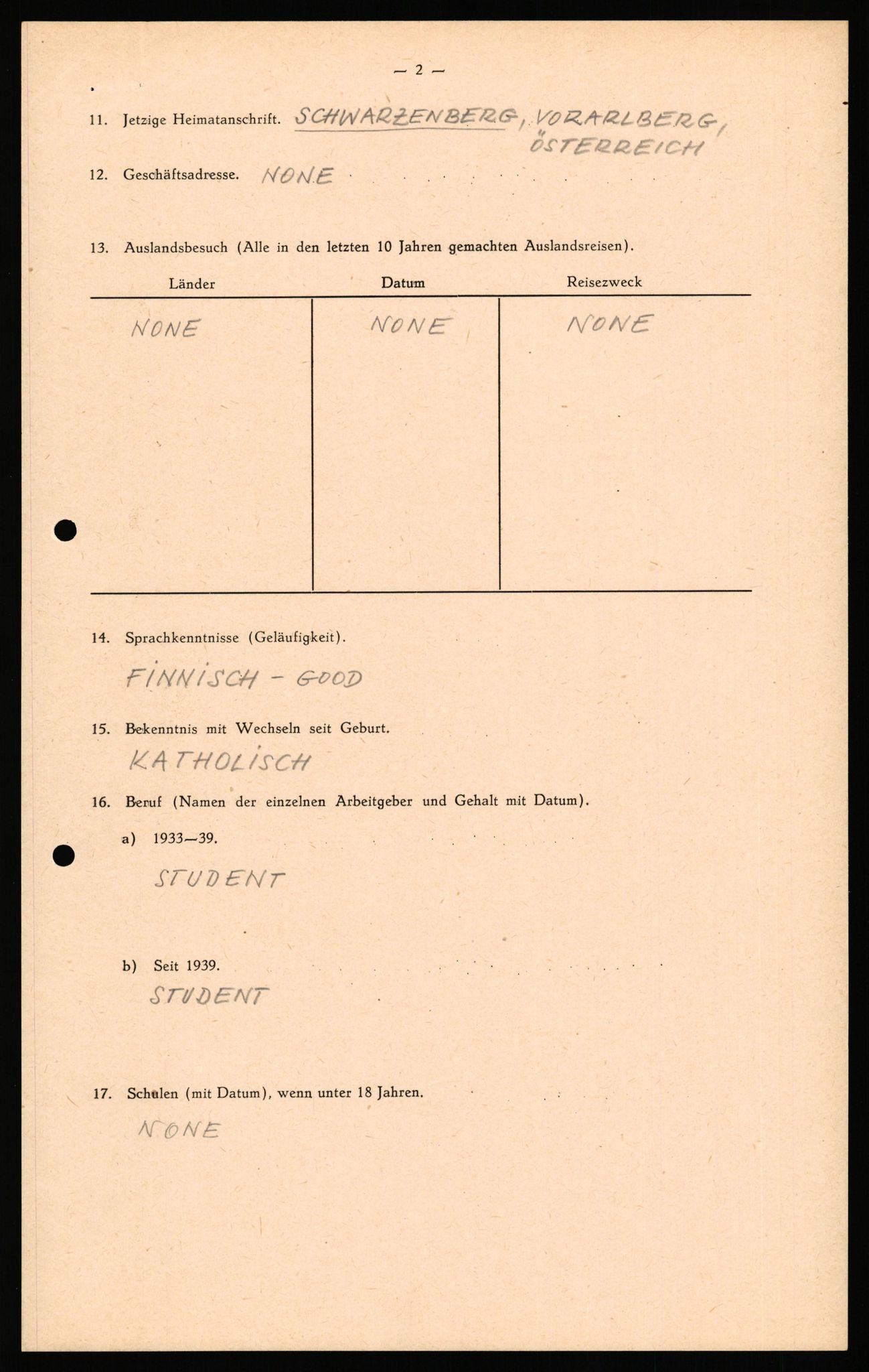 Forsvaret, Forsvarets overkommando II, AV/RA-RAFA-3915/D/Db/L0040: CI Questionaires. Tyske okkupasjonsstyrker i Norge. Østerrikere., 1945-1946, s. 252