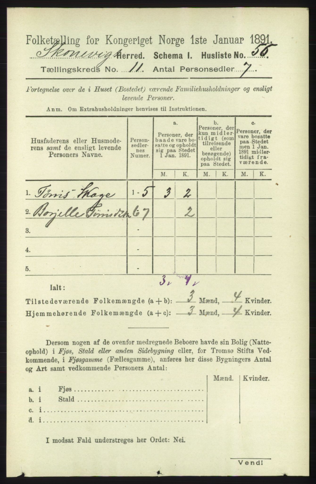 RA, Folketelling 1891 for 1212 Skånevik herred, 1891, s. 3307