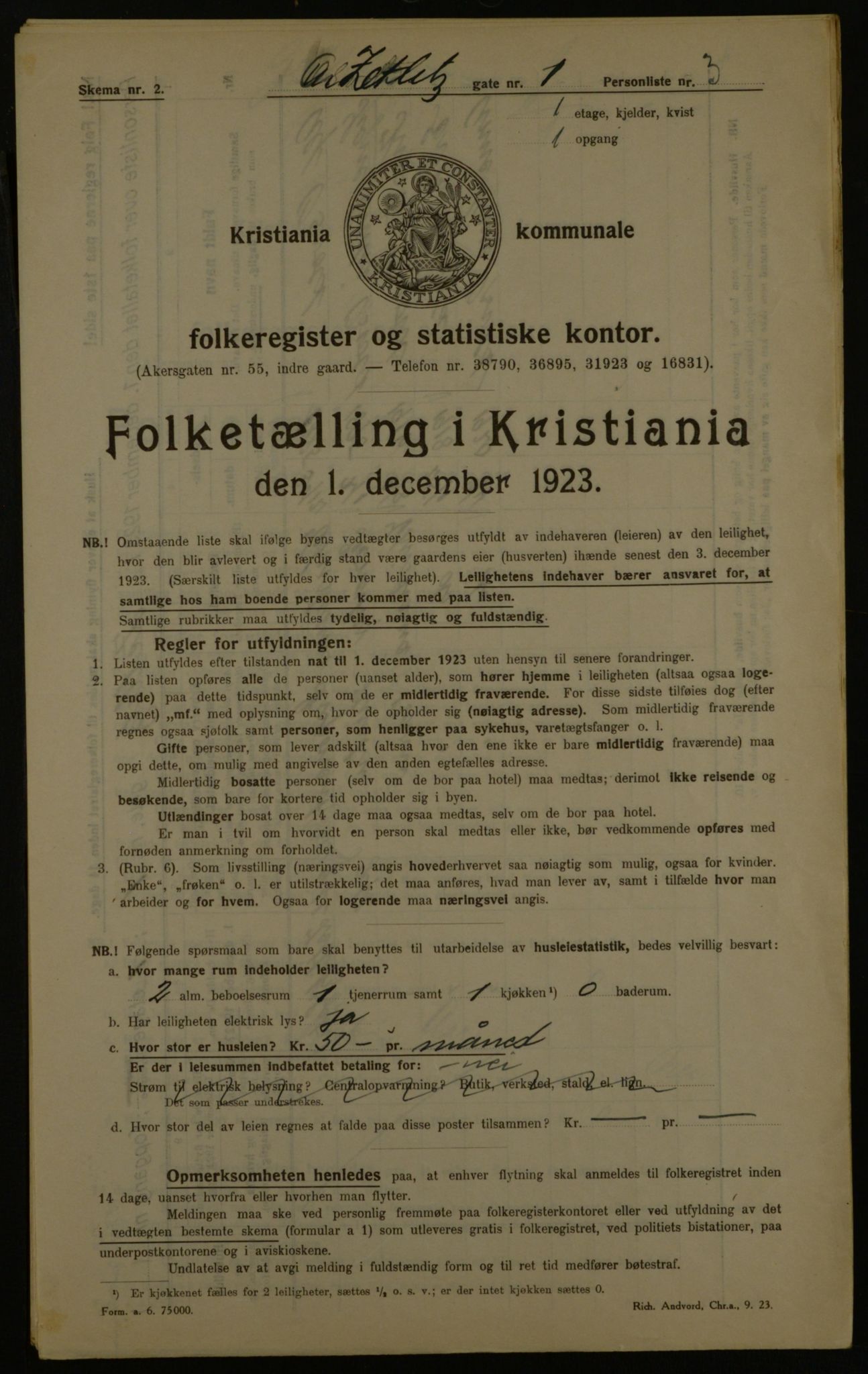 OBA, Kommunal folketelling 1.12.1923 for Kristiania, 1923, s. 141861