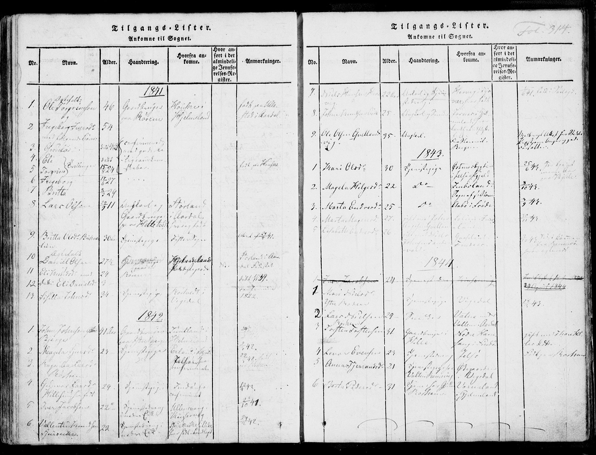 Nedstrand sokneprestkontor, SAST/A-101841/01/IV: Ministerialbok nr. A 7, 1816-1870, s. 314